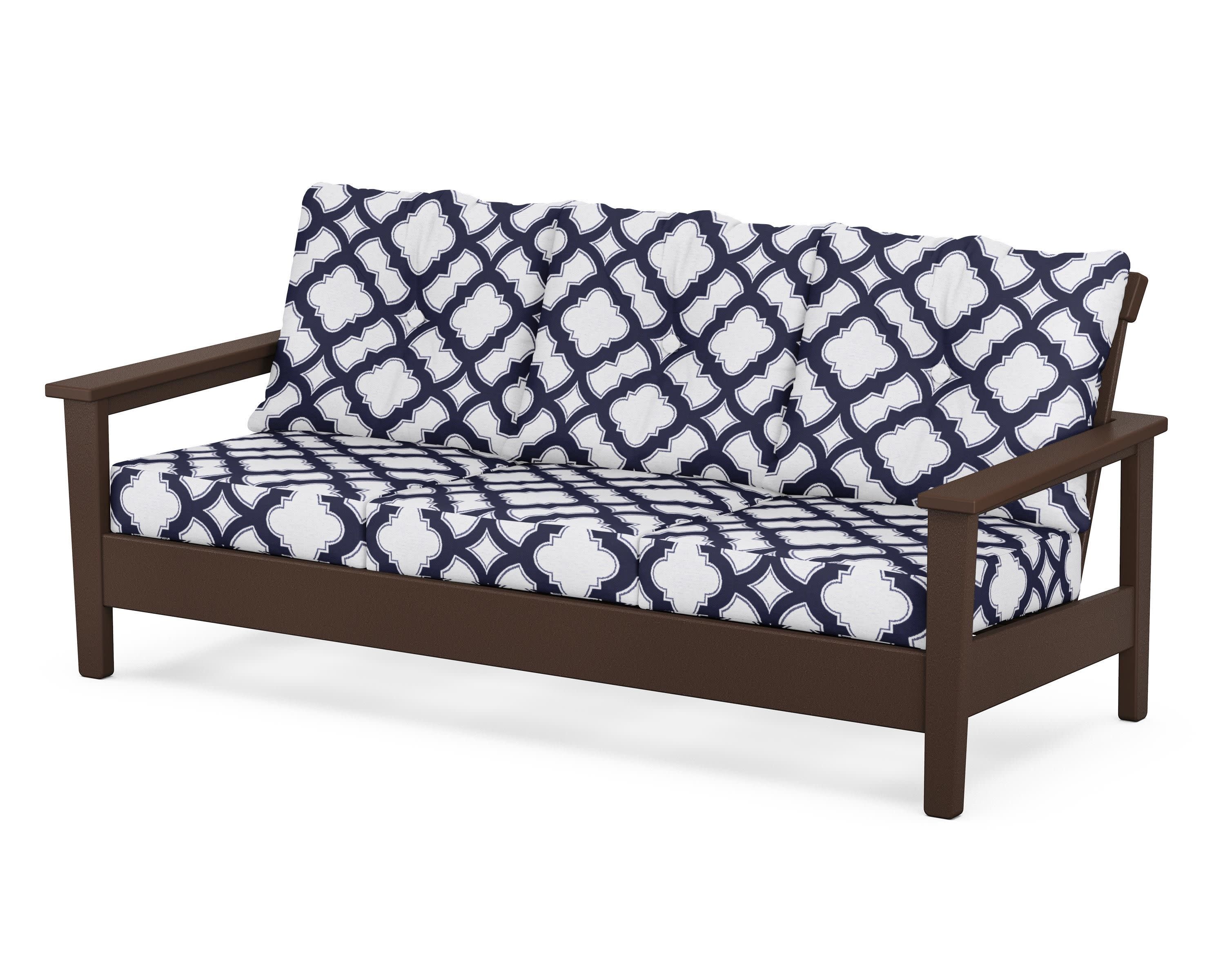 Prescott Deep Seating Sofa in Mahogany / Trellis Navy