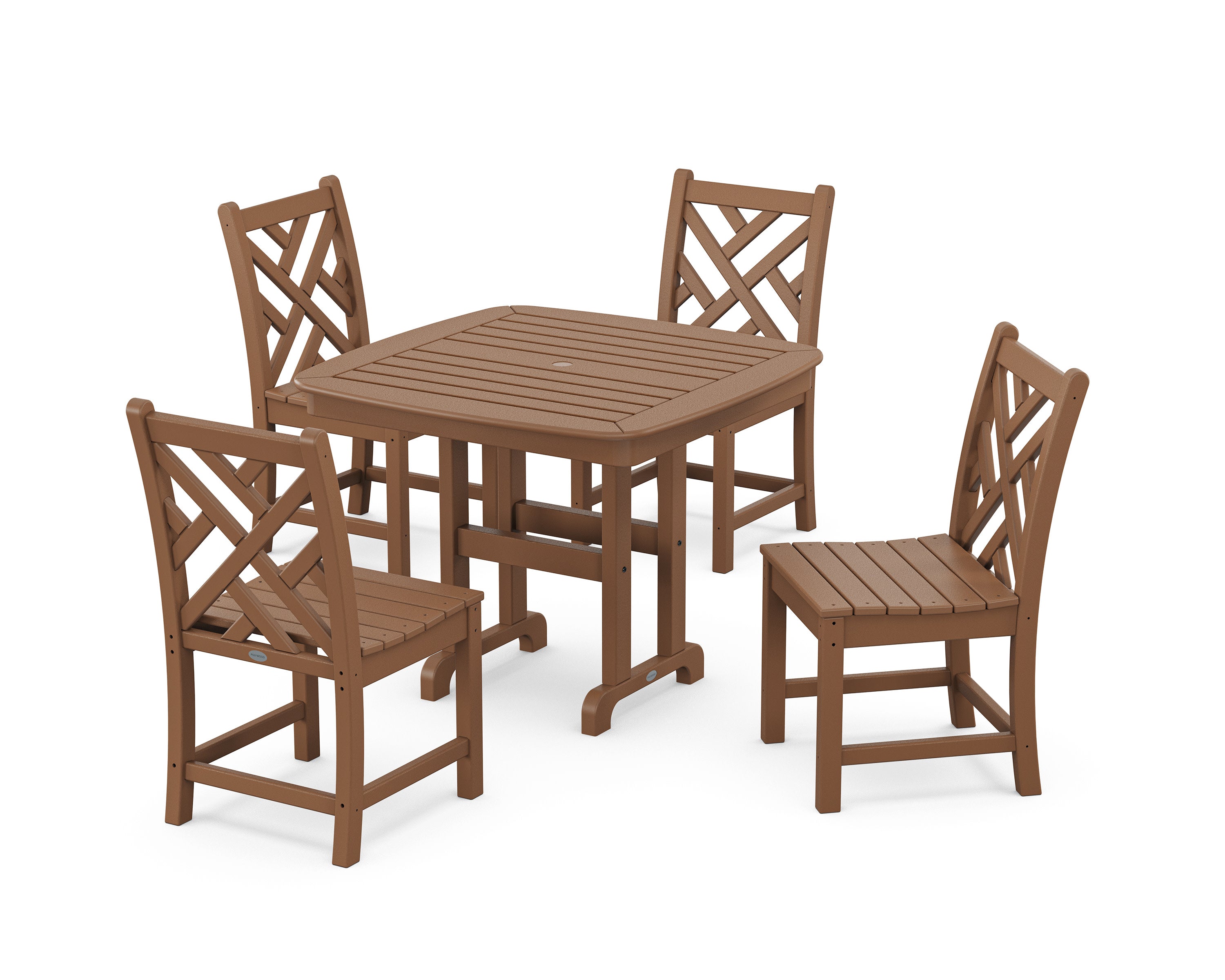 Chippendale 5-Piece Side Chair Dining Set in Teak