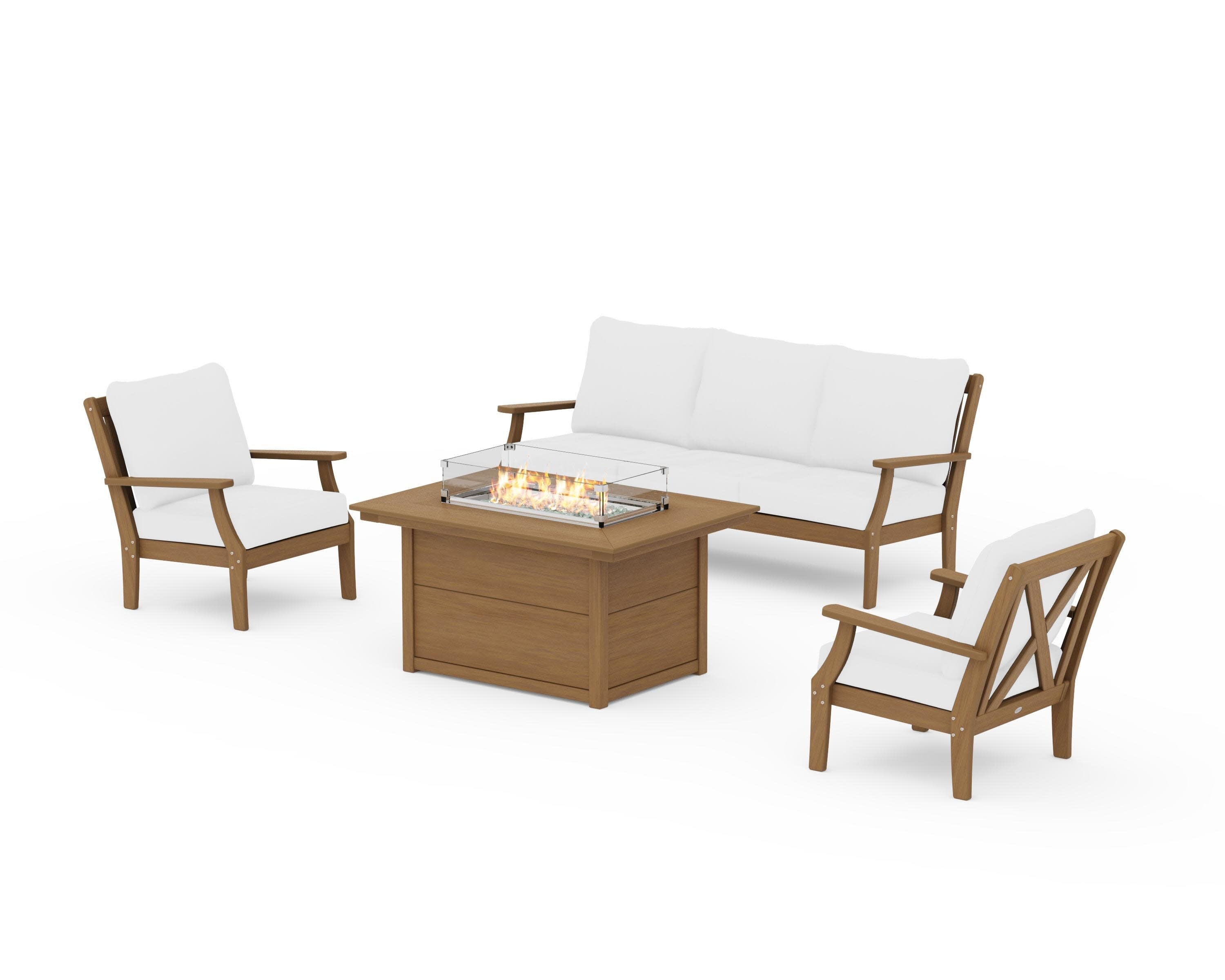 Braxton Deep Seating Fire Pit Table Set in Natural / Natural