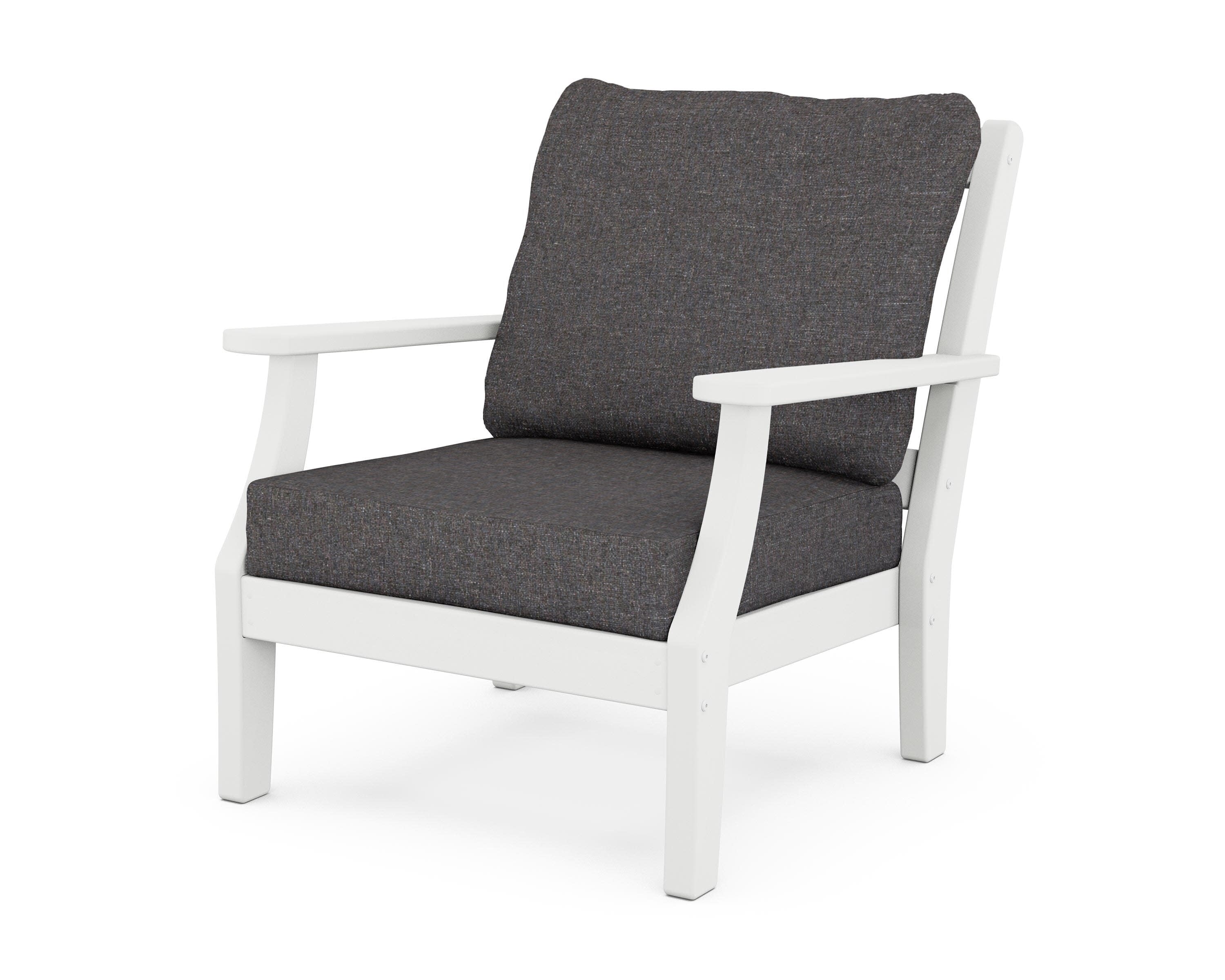 Chinoiserie Deep Seating Chair in White / Ash Charcoal