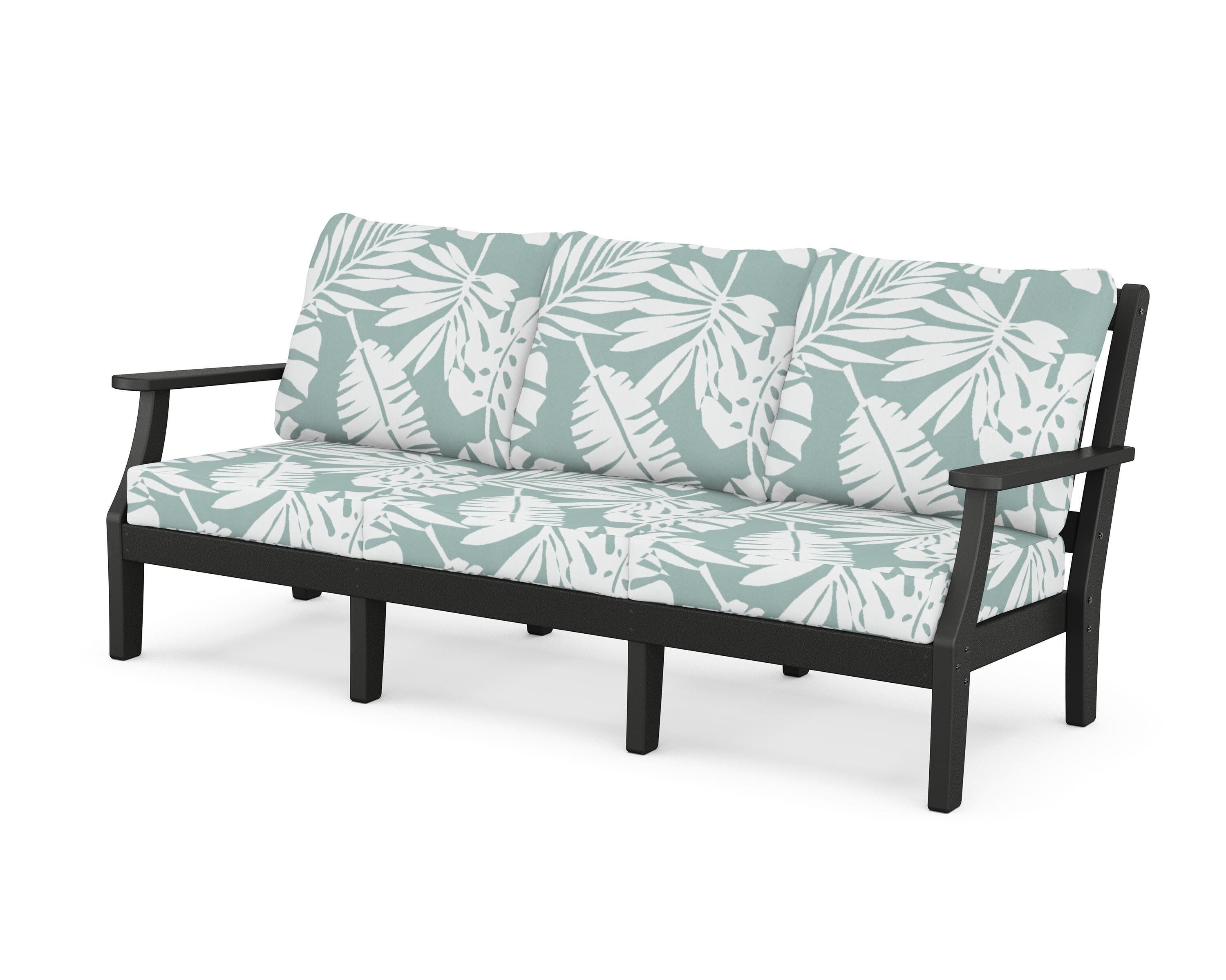 Chinoiserie Deep Seating Sofa in Black / Leaf Glacier Spa