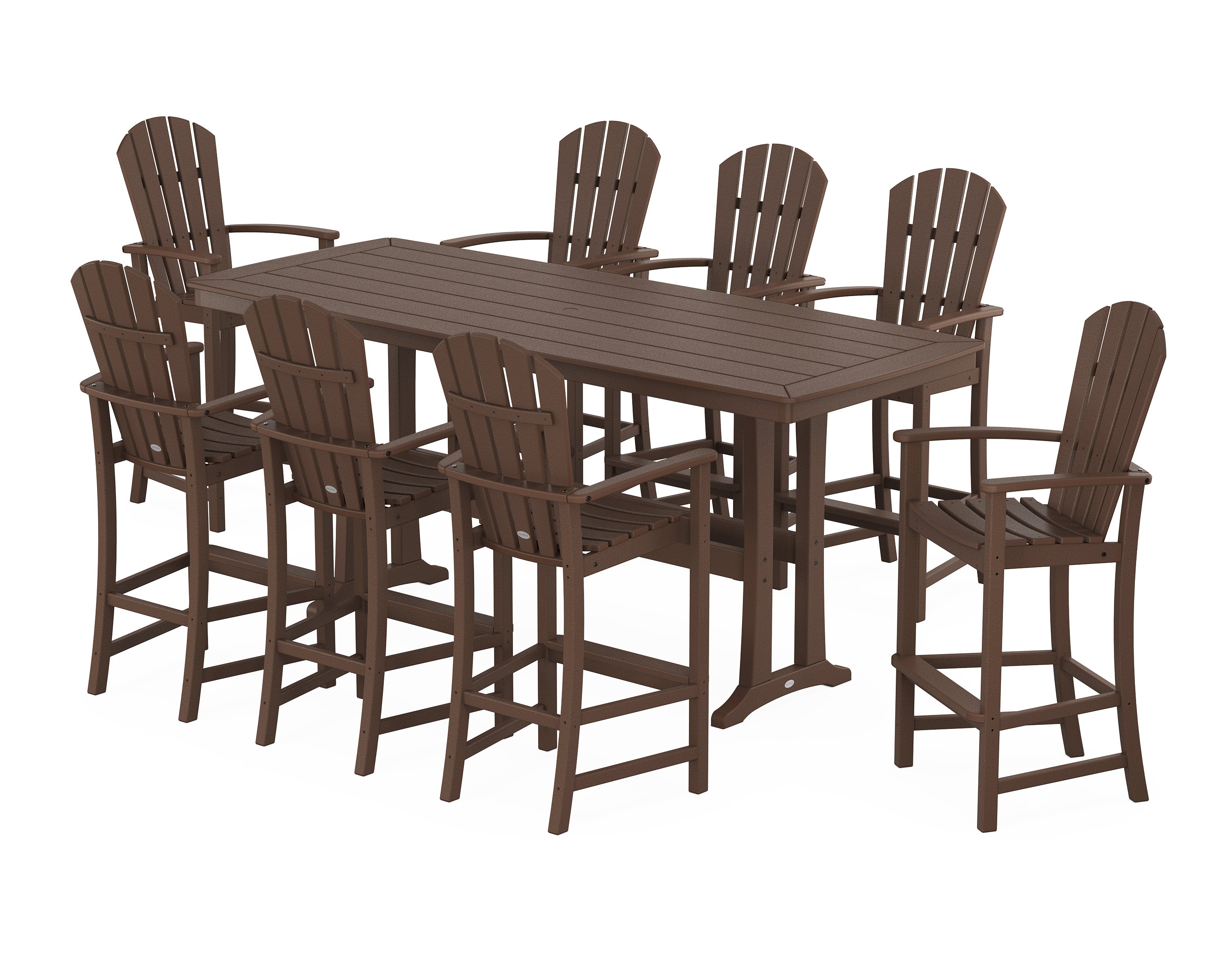 Palm Coast 9-Piece Bar Set with Trestle Legs in Mahogany