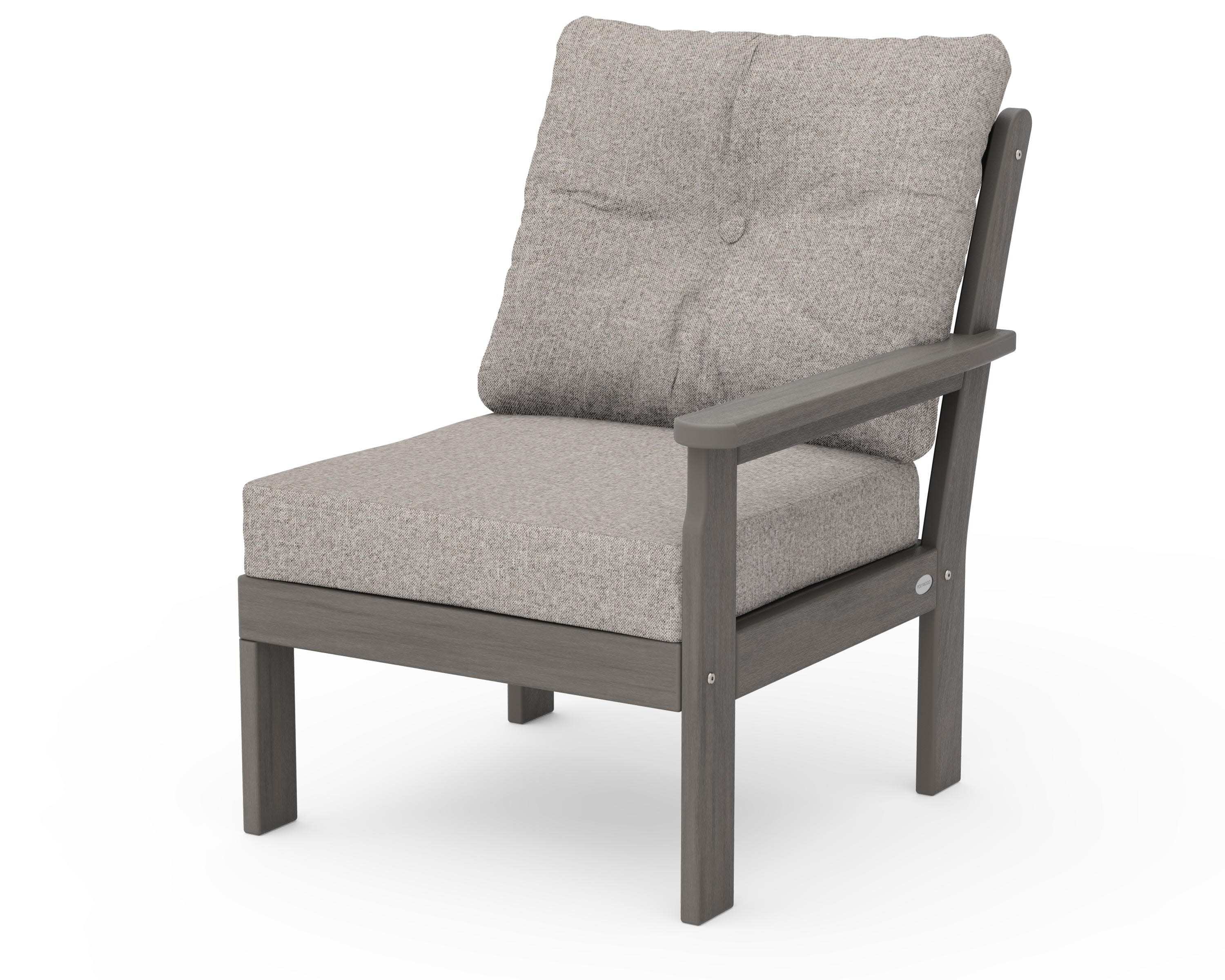 Vineyard Modular Right Arm Chair in Driftwood / Weathered Tweed