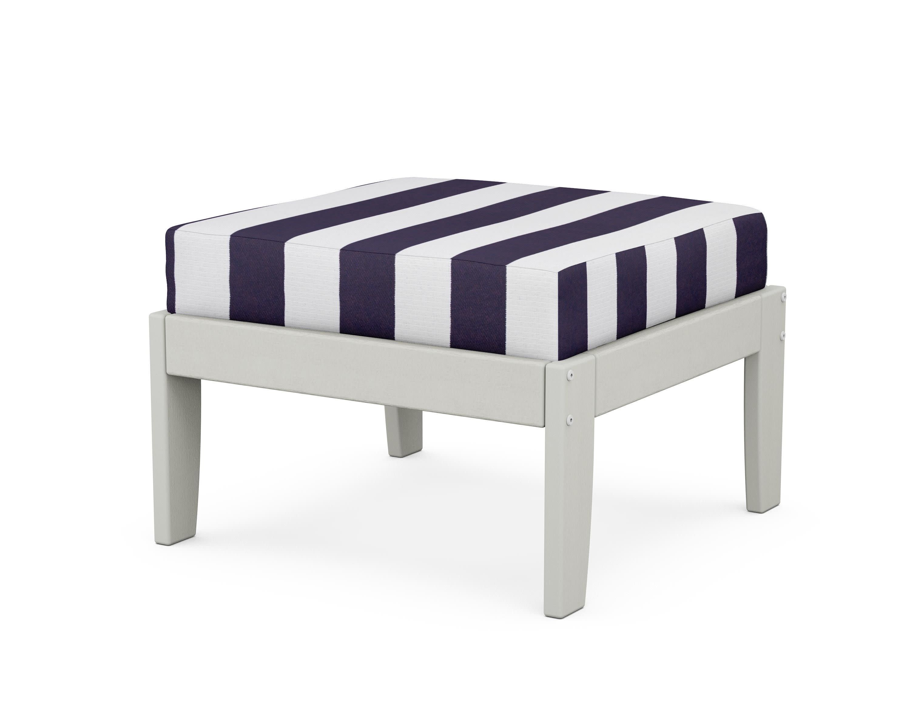 Modular Ottoman - Classic in Vintage White / Cabana Stripe Navy