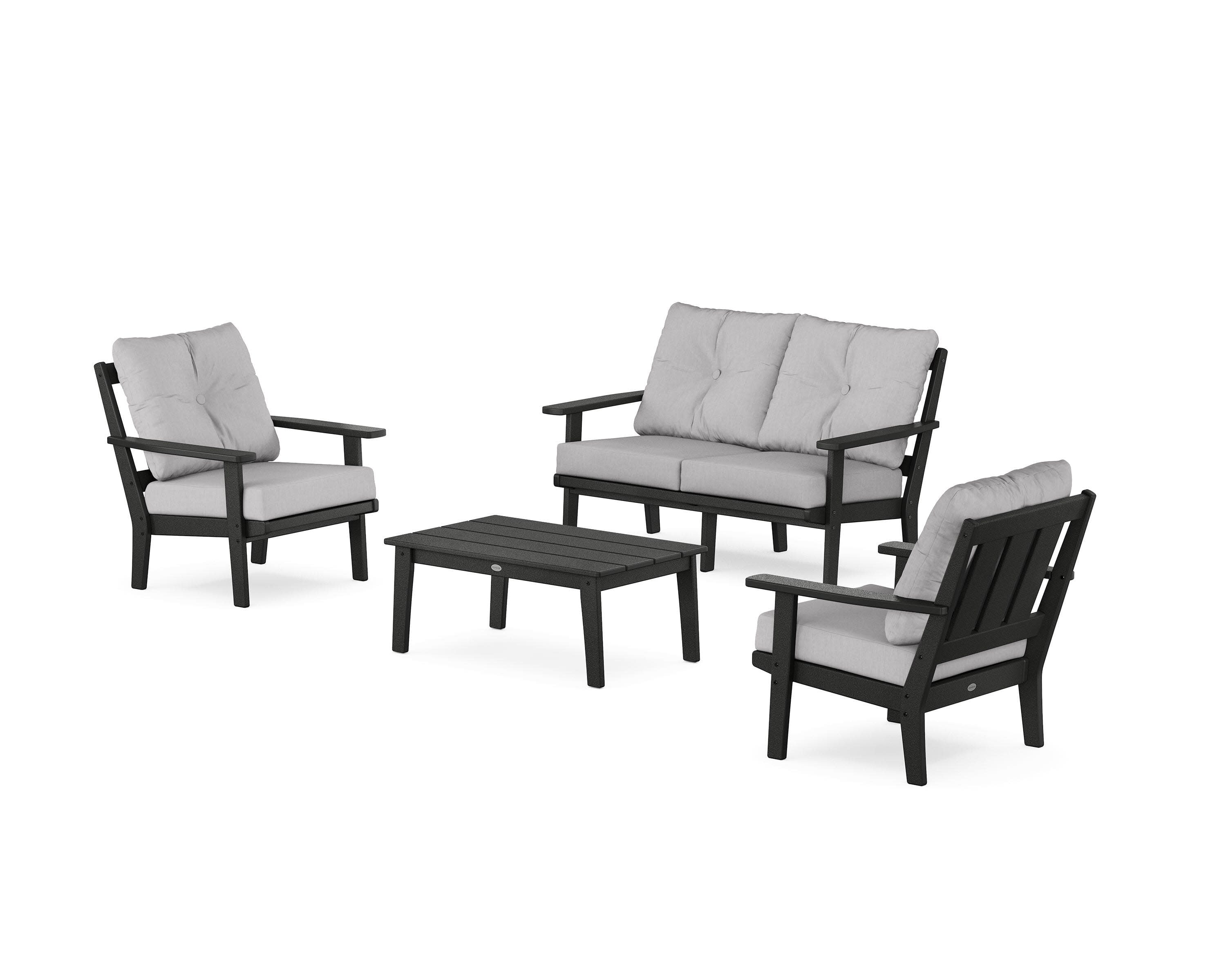 Oxford 4-Piece Deep Seating Set with Loveseat in Black / Granite