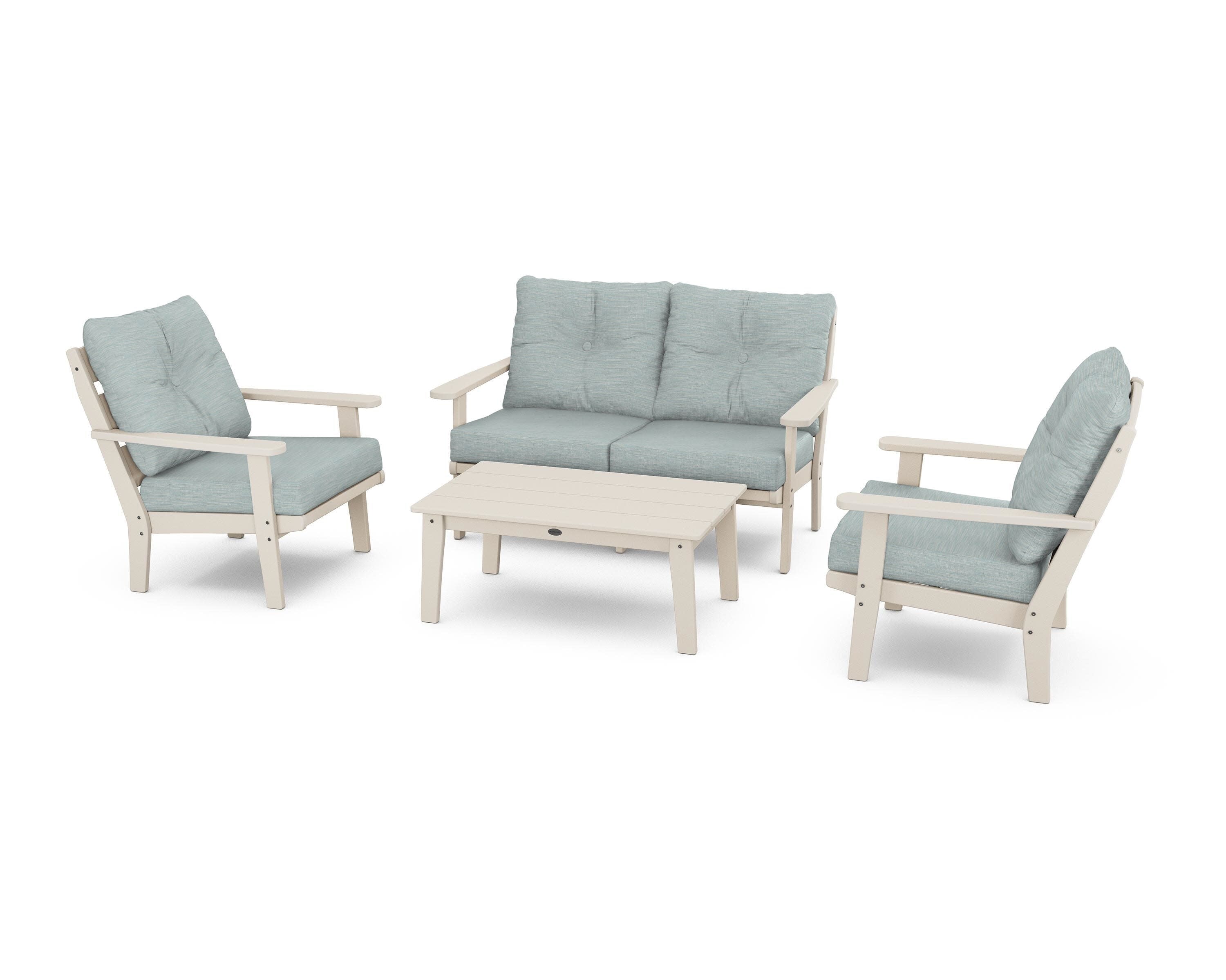 Lakeside 4-Piece Deep Seating Set in Sand / Soothe Mist