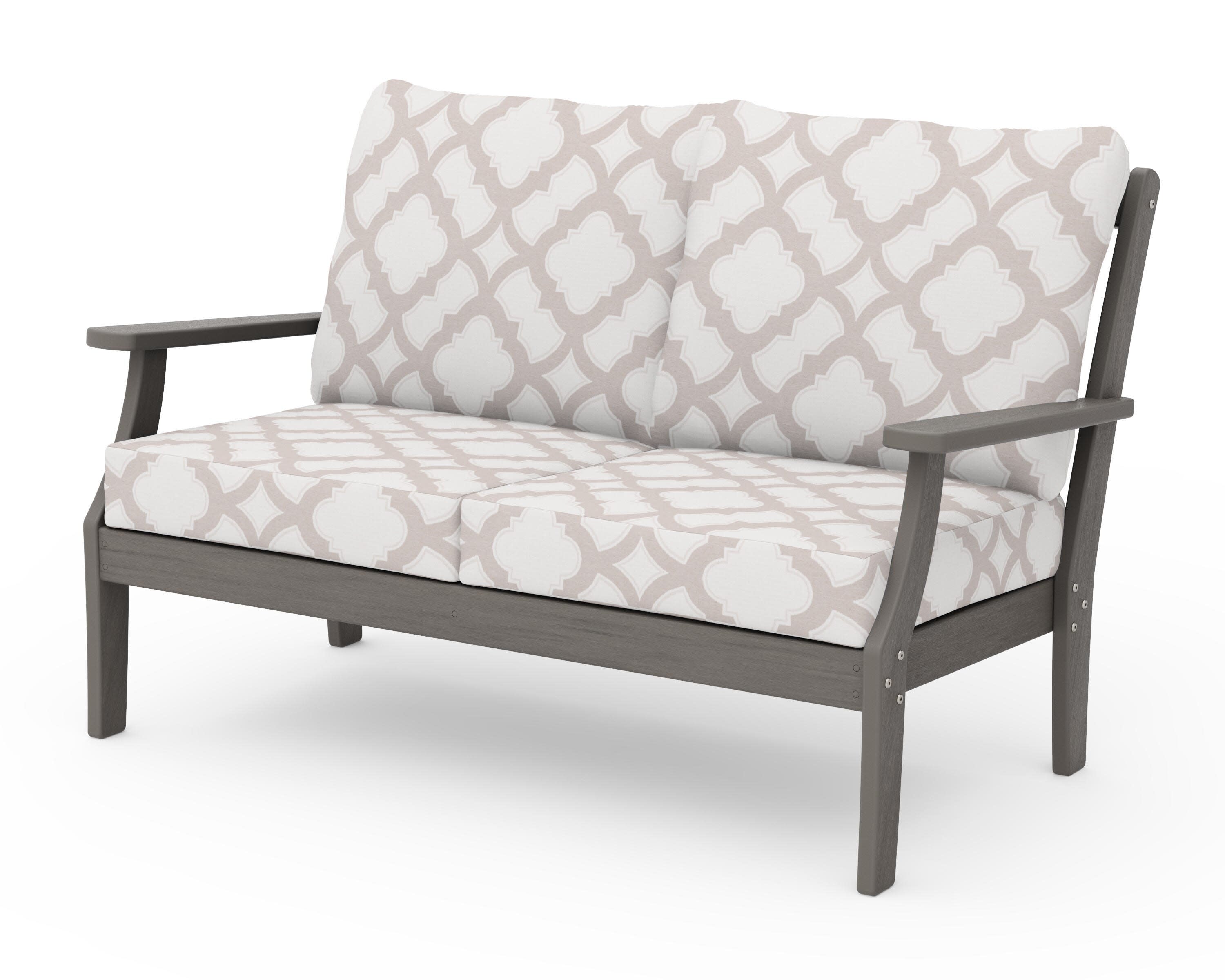 Braxton Deep Seating Loveseat in Driftwood / Trellis Dune Burlap