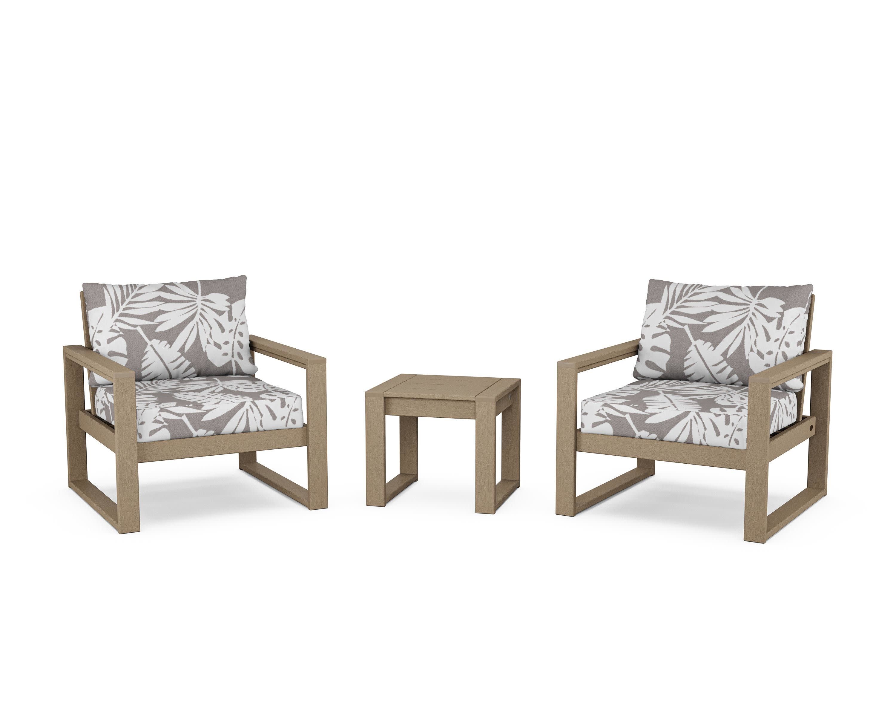 EDGE Sectional 3-Piece Deep Seating Set in Vintage Sahara / Leaf Grey Mist