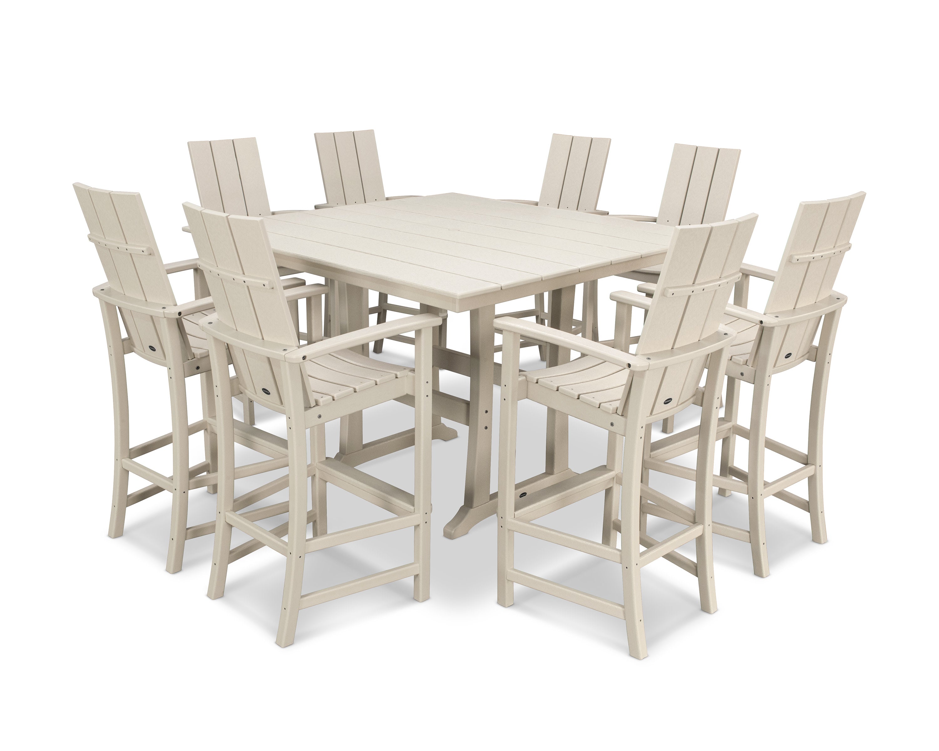Modern Adirondack 9-Piece Farmhouse Trestle Bar Set in Sand