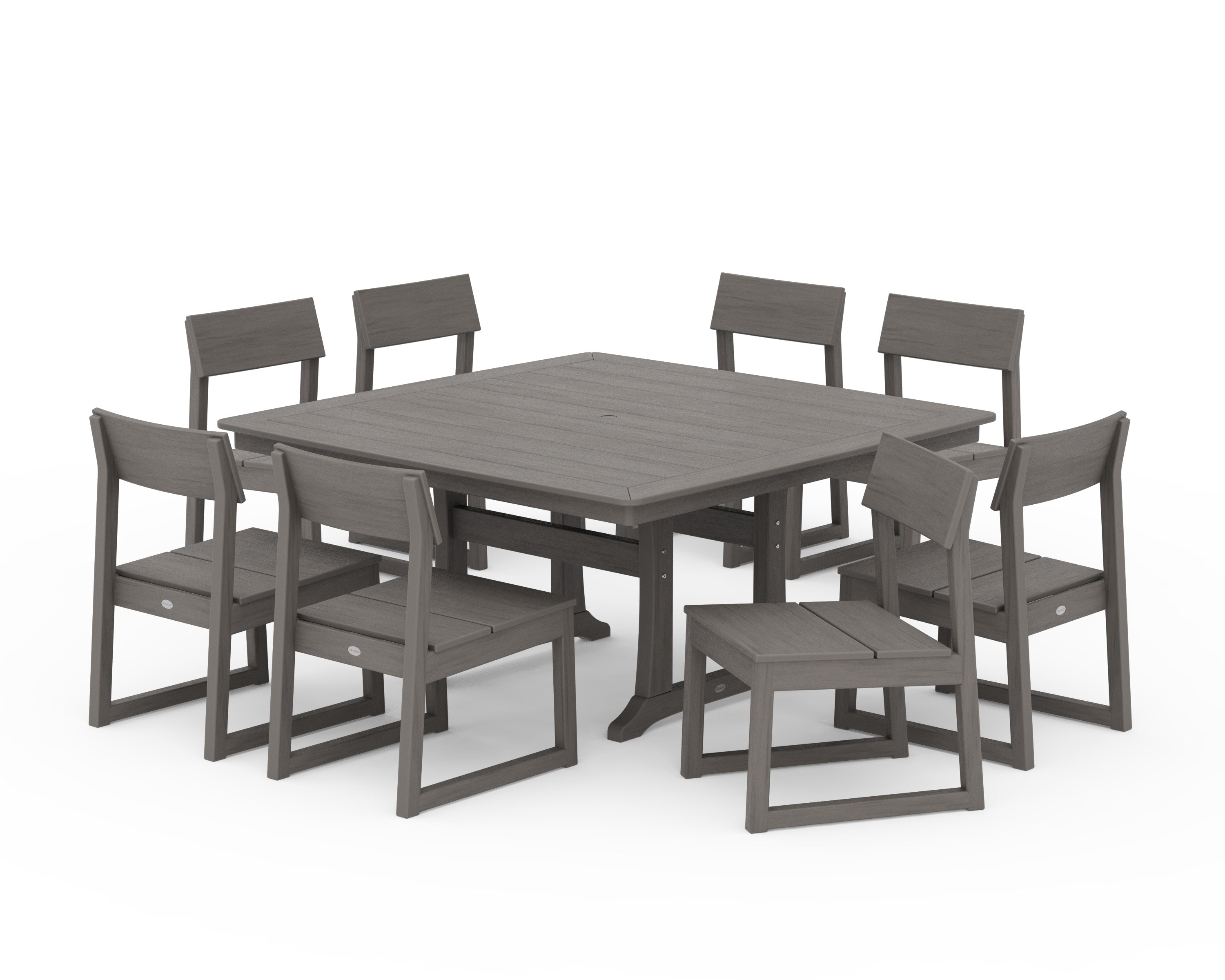 EDGE Side Chair 9-Piece Dining Set with Trestle Legs in Driftwood