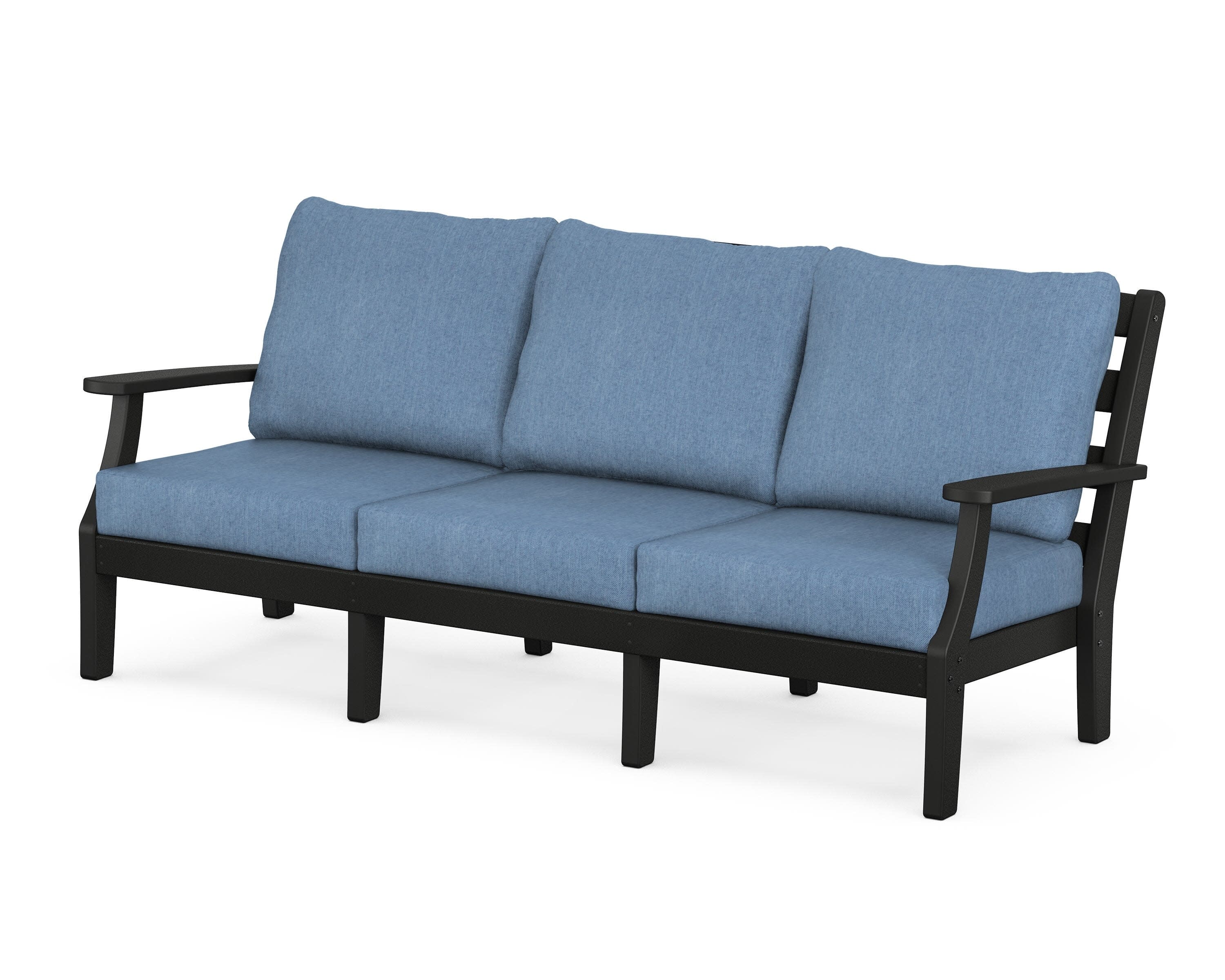 Chesapeake Deep Seating Sofa in Black / Sky Blue