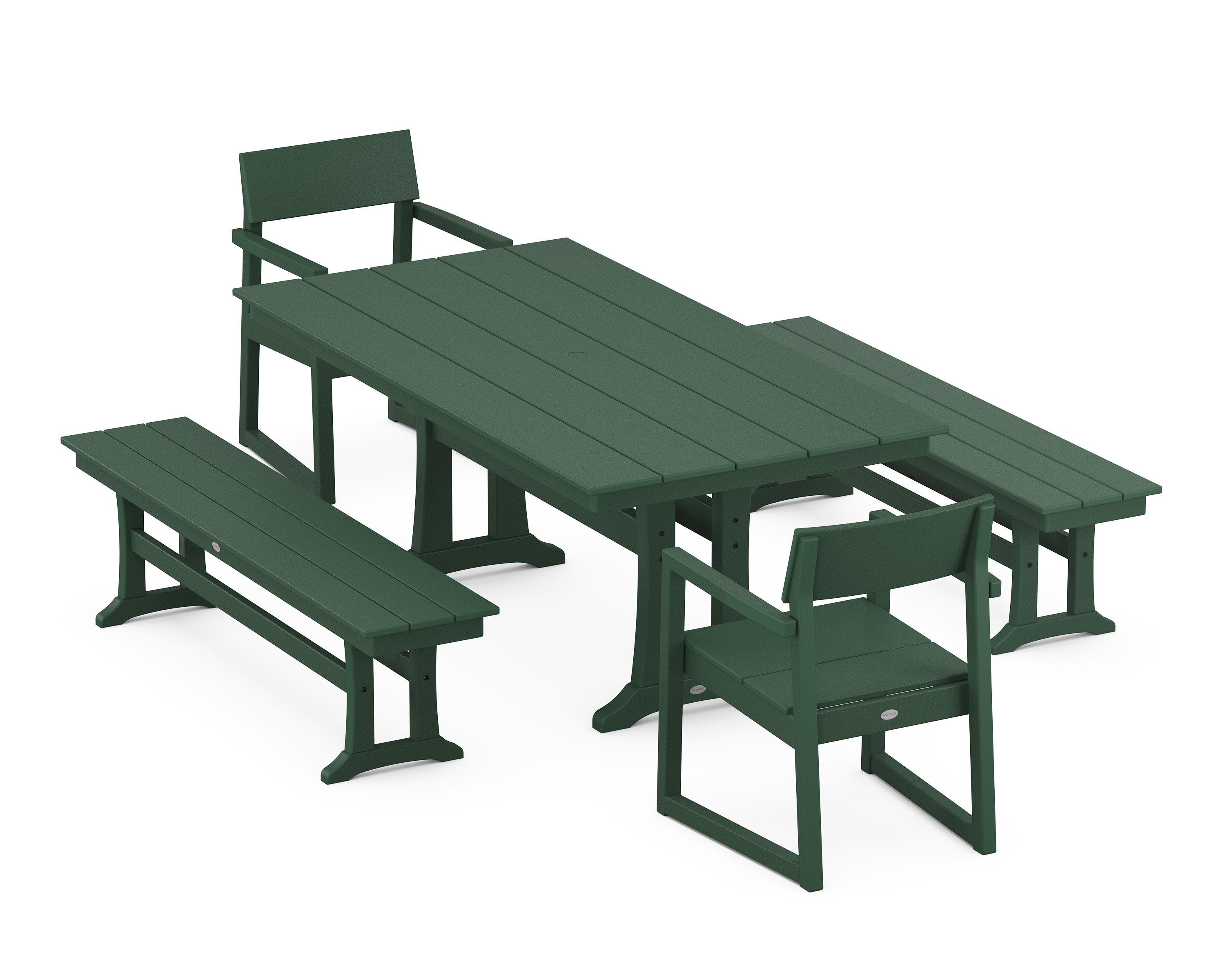 EDGE 5-Piece Farmhouse Dining Set With Trestle Legs in Green