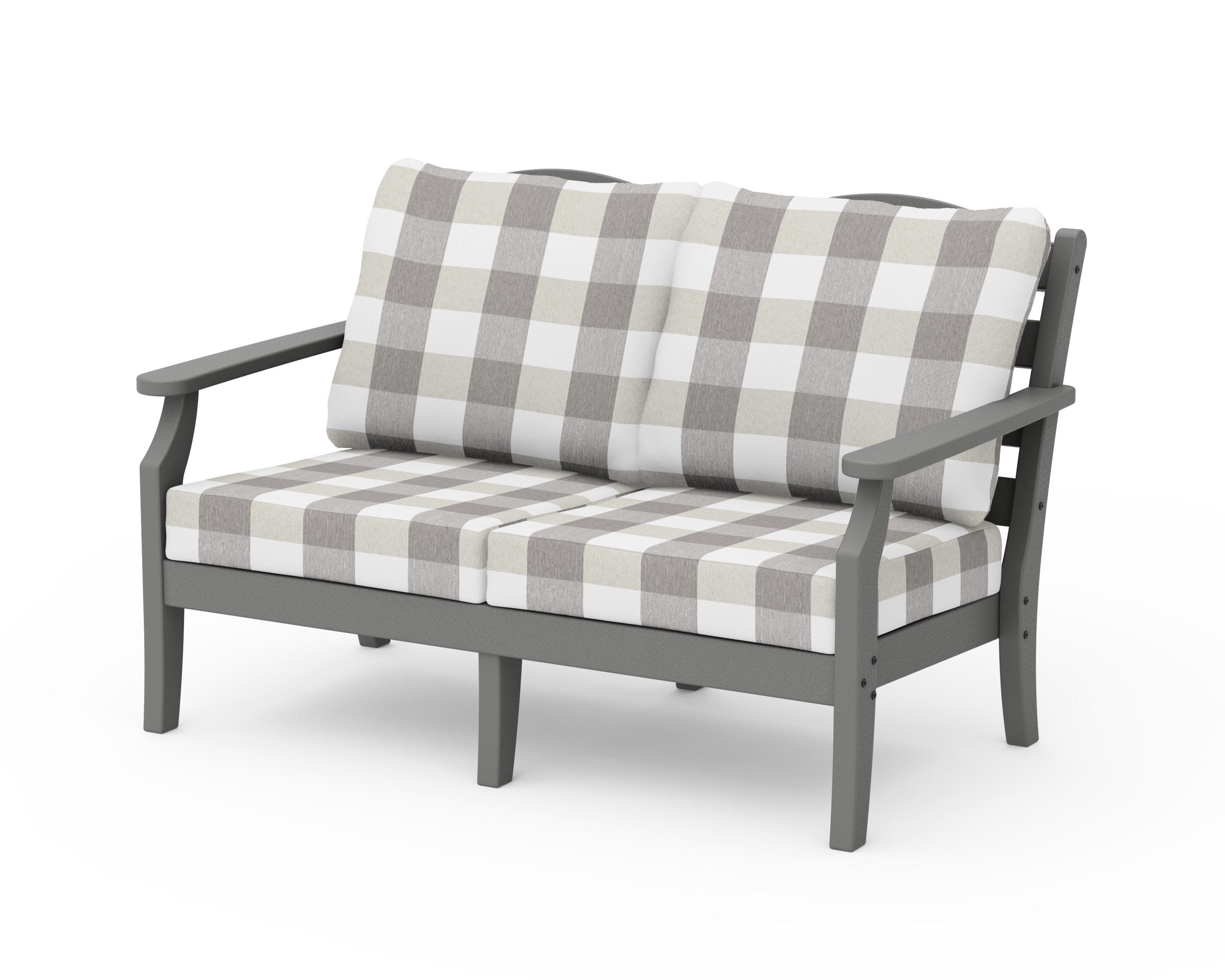 Savannah Deep Seating Loveseat in Slate Grey / Buffalo Plaid Grey Mist