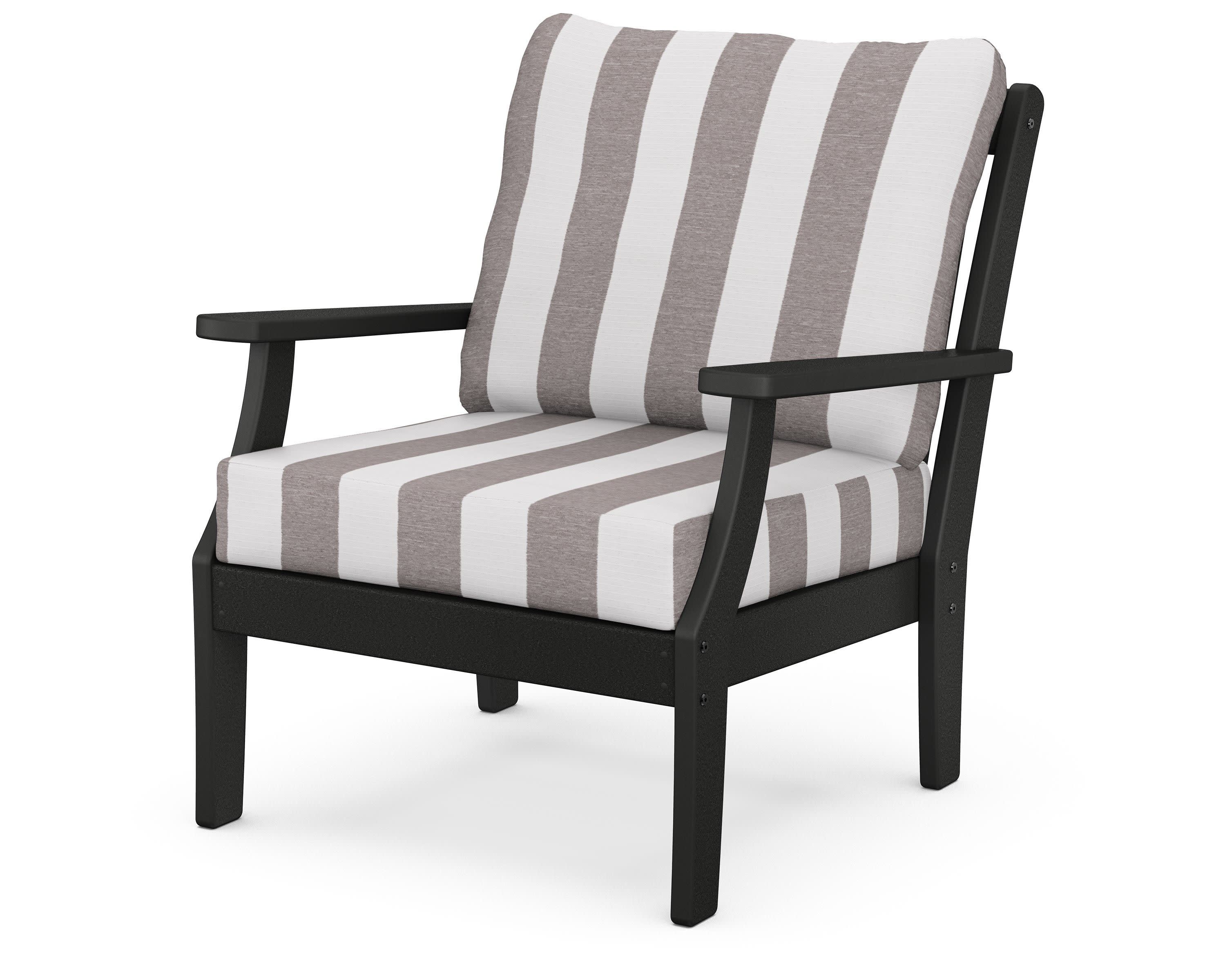 Braxton Deep Seating Chair in Black / Cabana Stripe Grey Mist