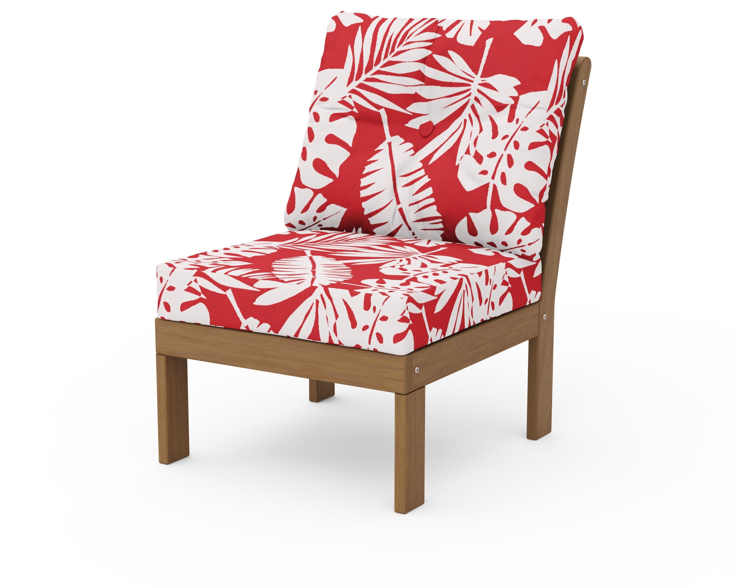 Vineyard Modular Armless Chair in Natural / Leaf Crimson
