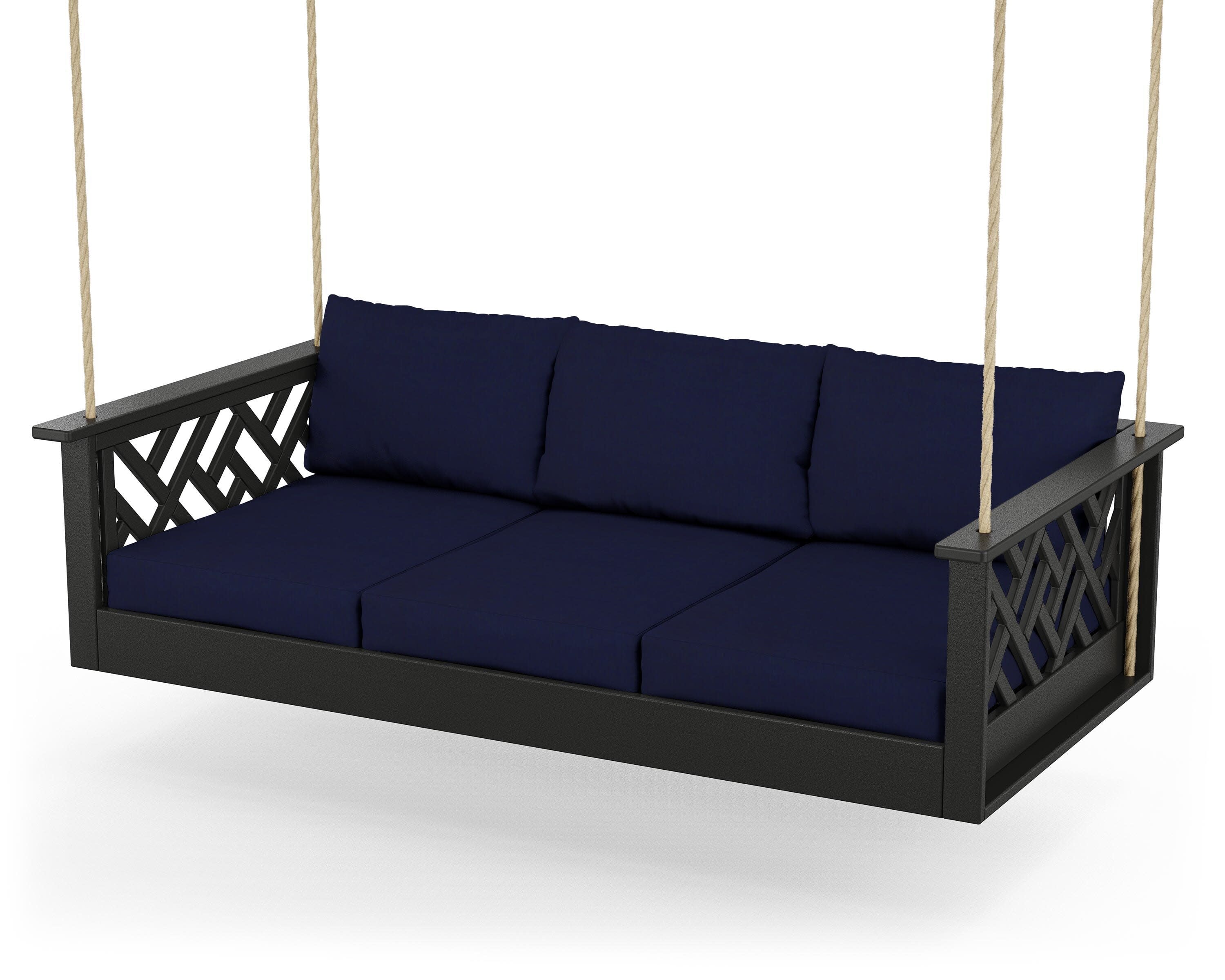 Chippendale Daybed Swing in Black / Navy