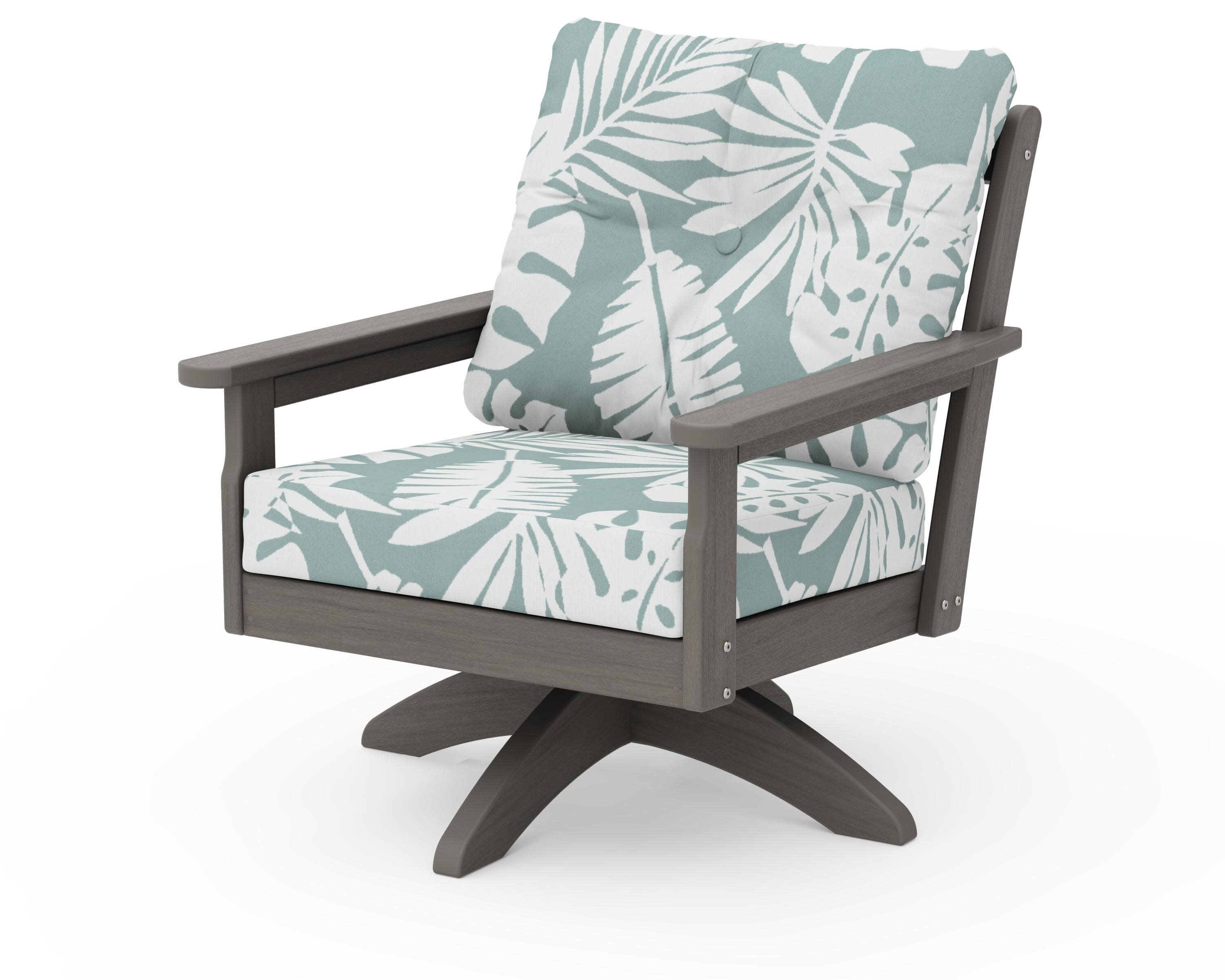 Vineyard Deep Seating Swivel Chair in Driftwood / Leaf Glacier Spa