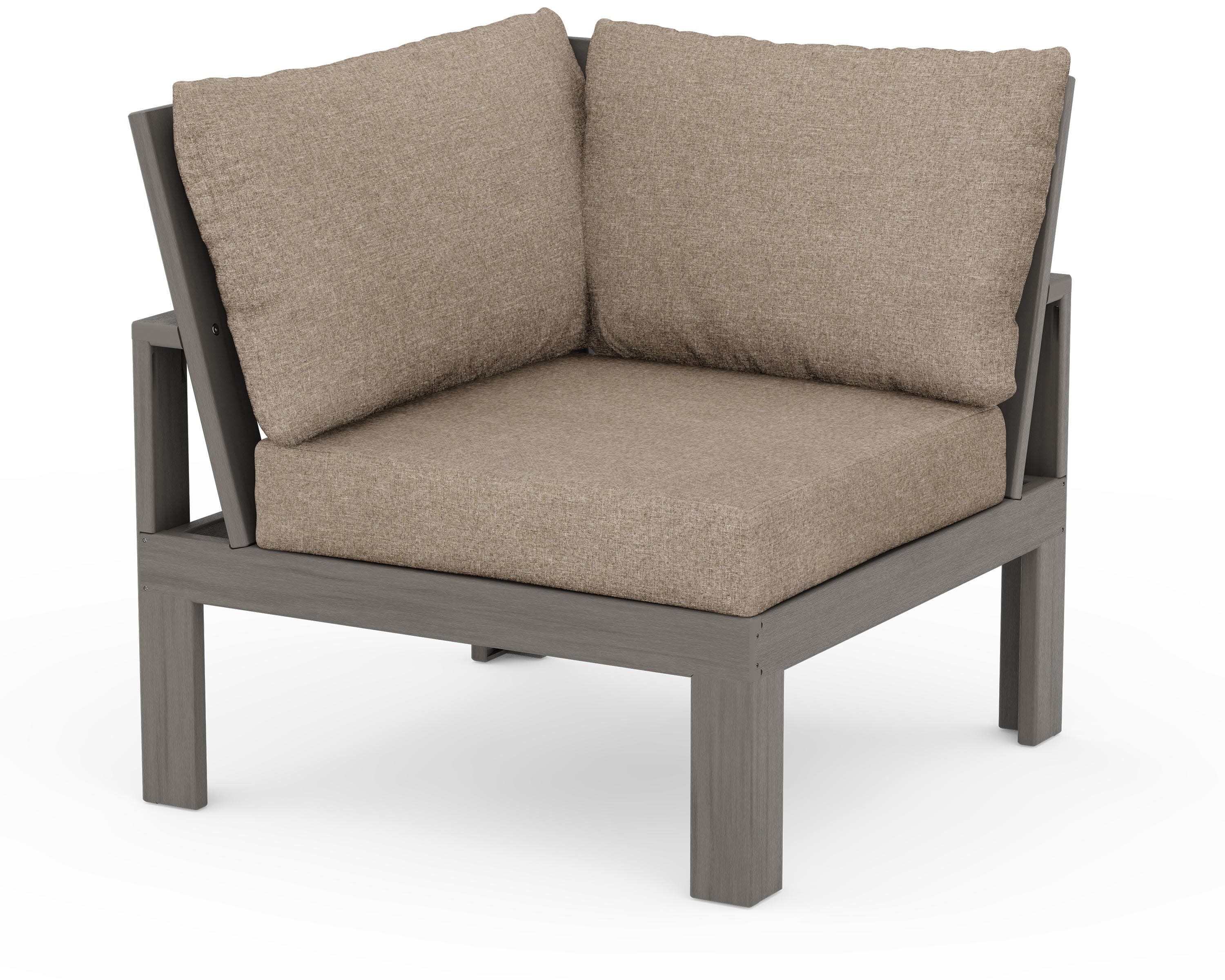 Modular Corner Chair in Driftwood / Spiced Burlap