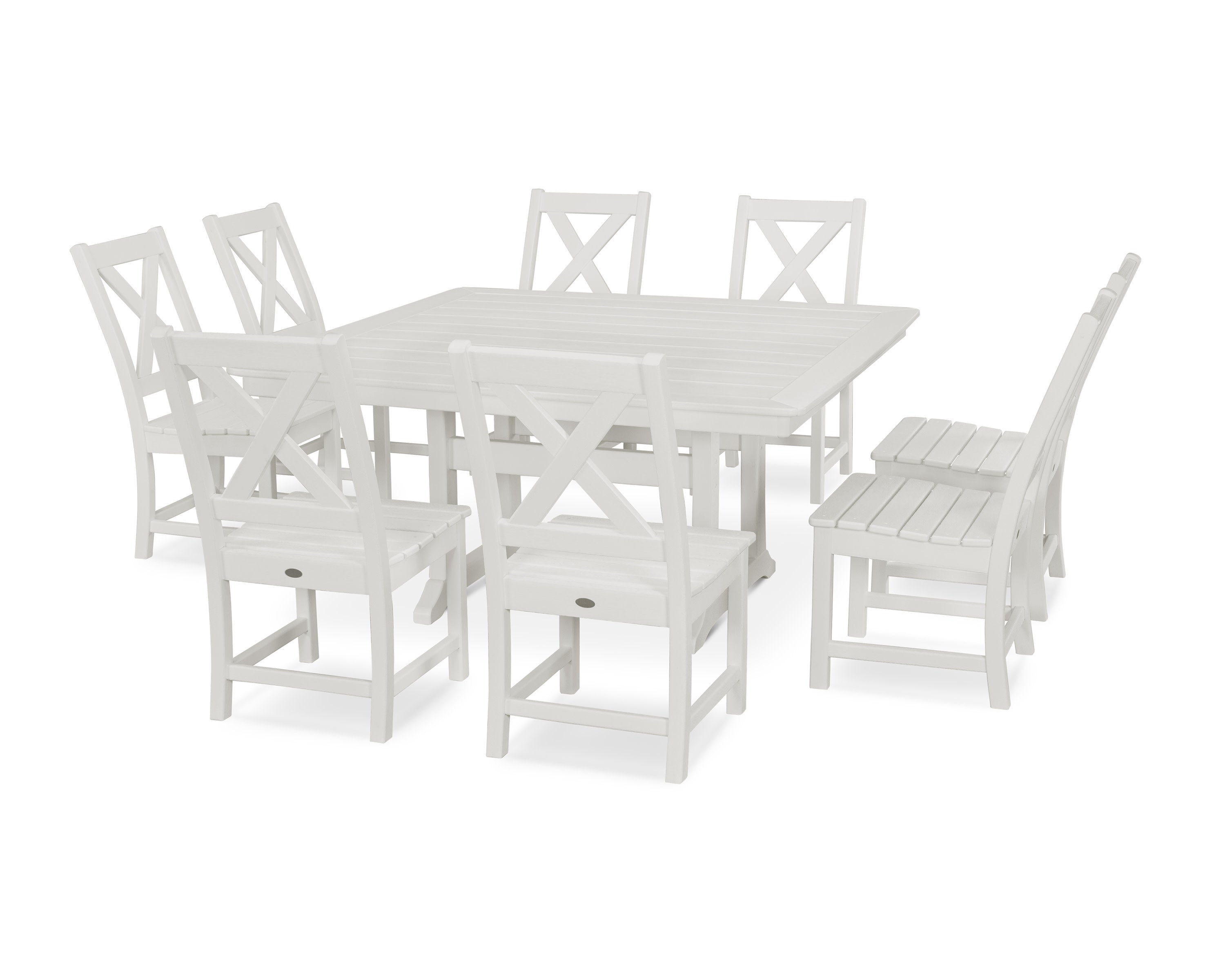 Braxton 9-Piece Nautical Trestle Dining Set in White