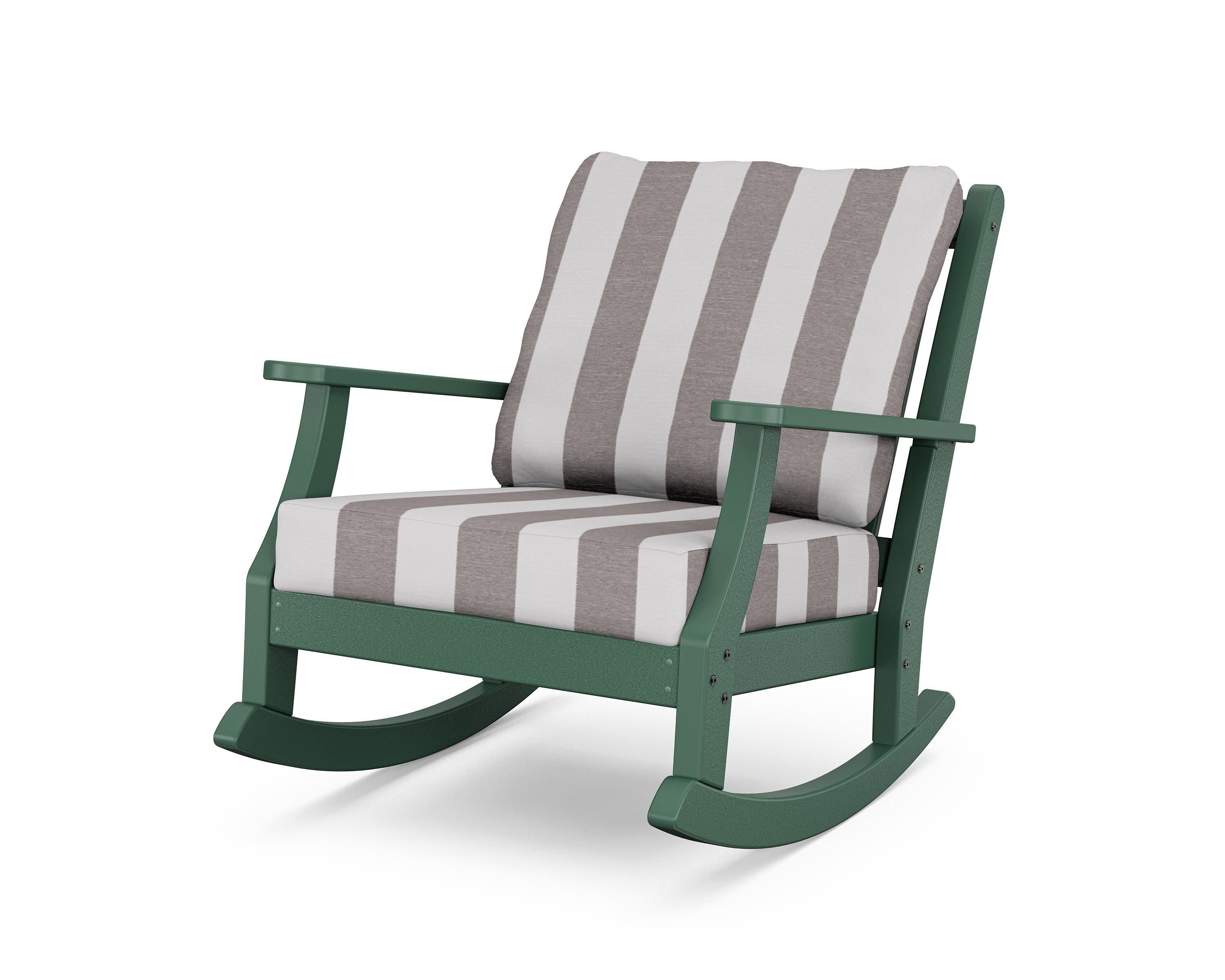 Wovendale Deep Seating Rocking Chair in Green / Cabana Stripe Grey Mist