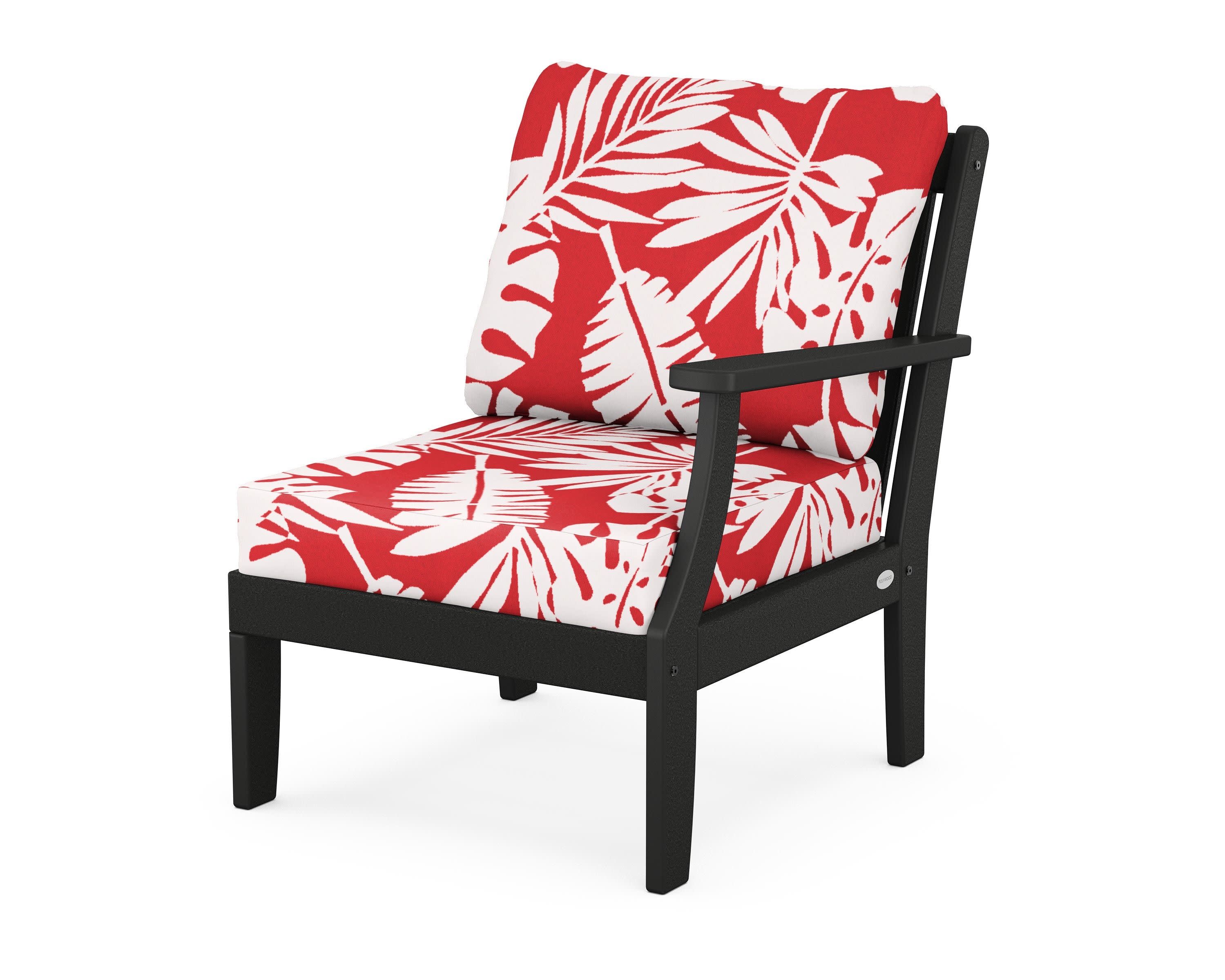Braxton Modular Right Arm Chair in Black / Leaf Crimson