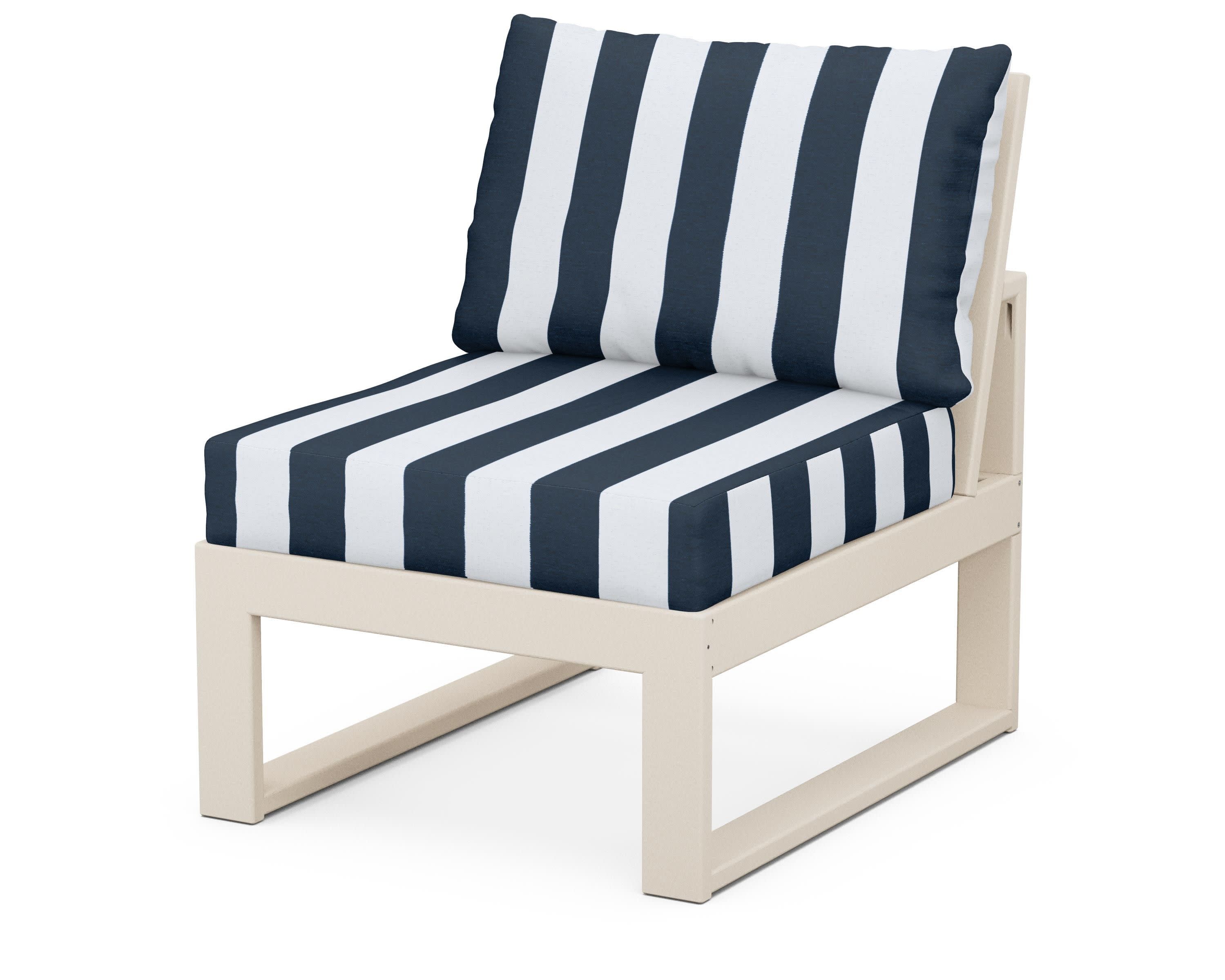 Modular Armless Chair in Sand / Cabana Stripe Marine Indigo