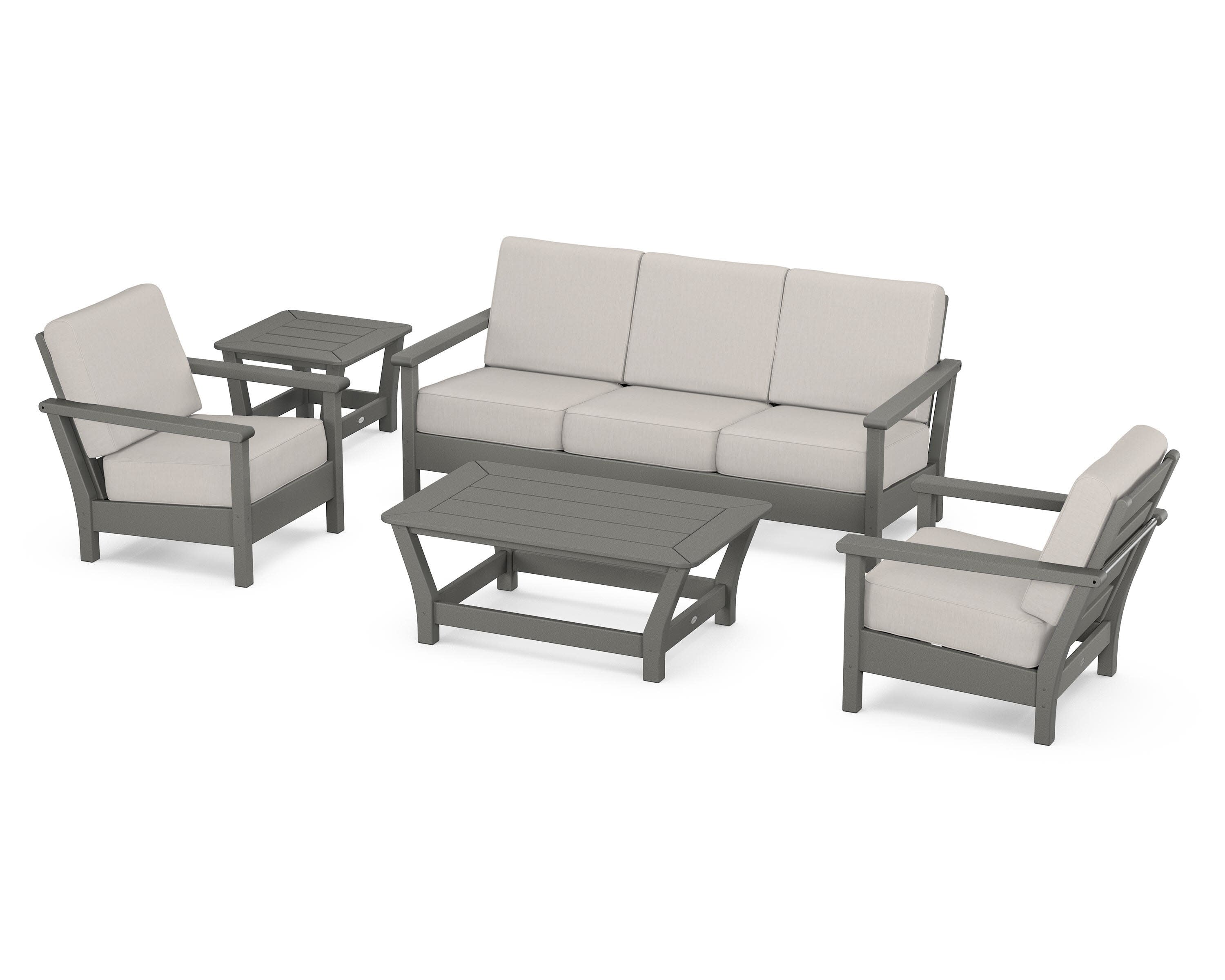 Harbour 5-Piece Deep Seating Set in Slate Grey / Cast Ash