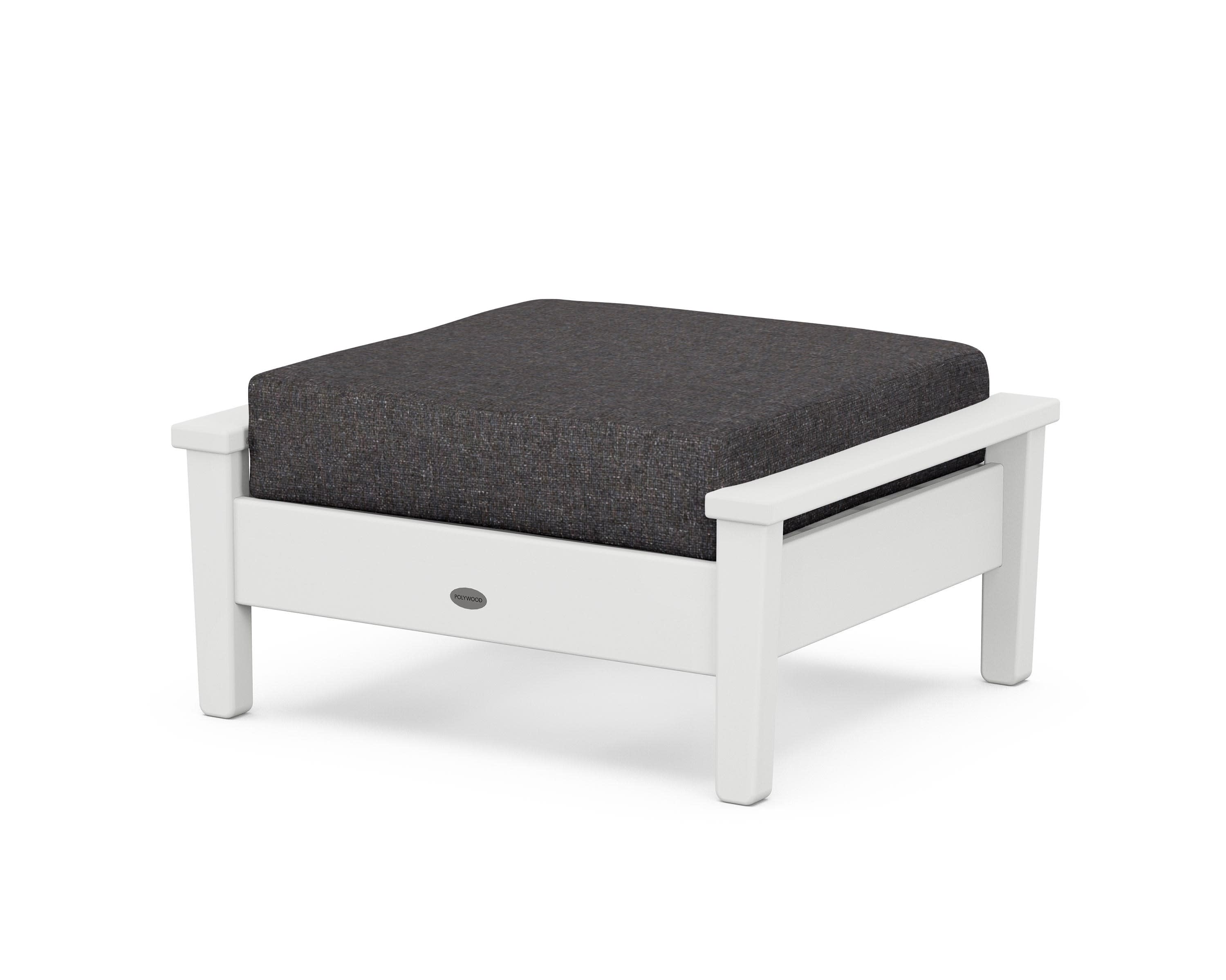 Prescott Deep Seating Ottoman in White / Ash Charcoal