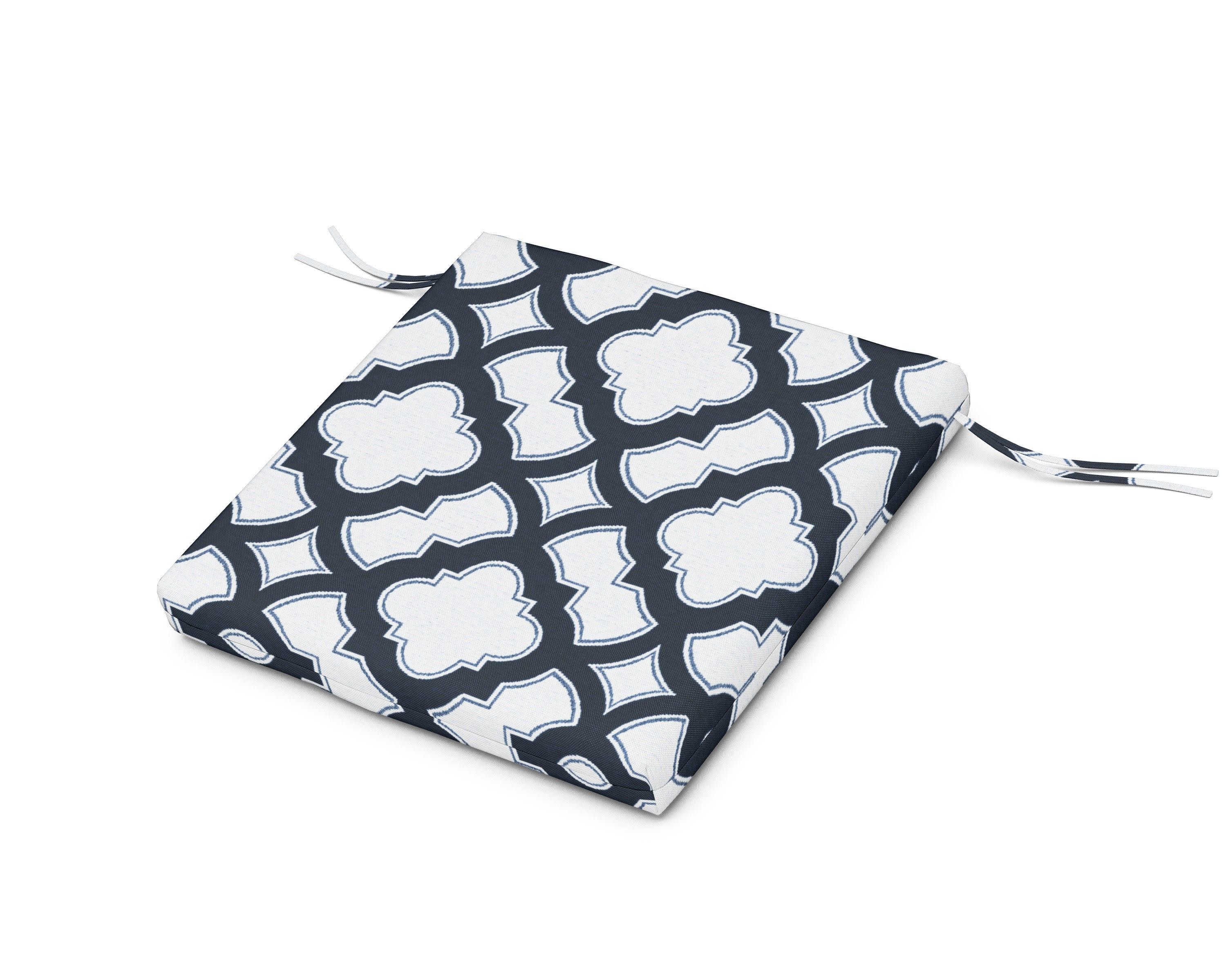Seat Cushion 21.5"D x 21"W x 2.5"H in Trellis Marine Indigo