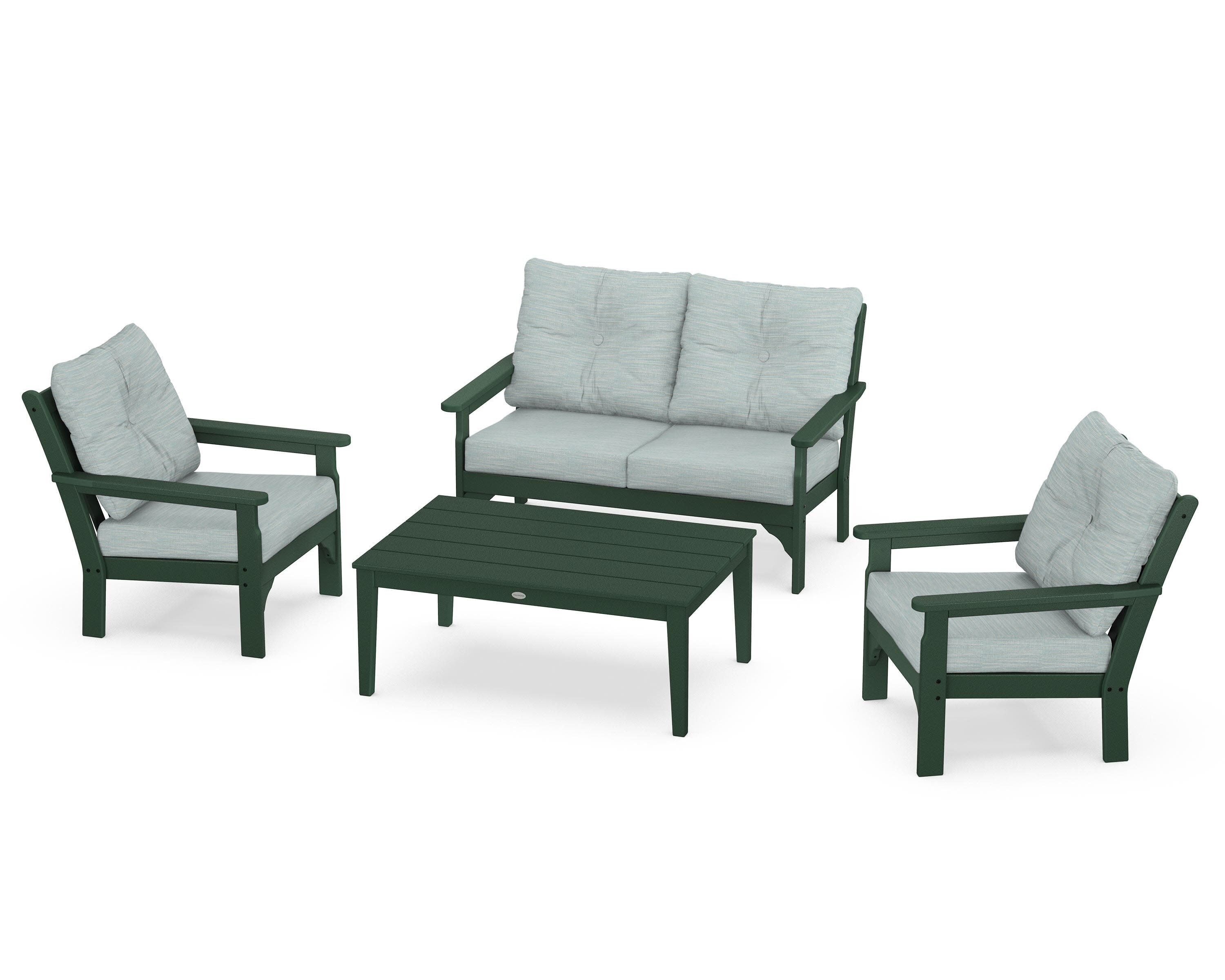 Vineyard 4-Piece Deep Seating Set in Green / Soothe Mist