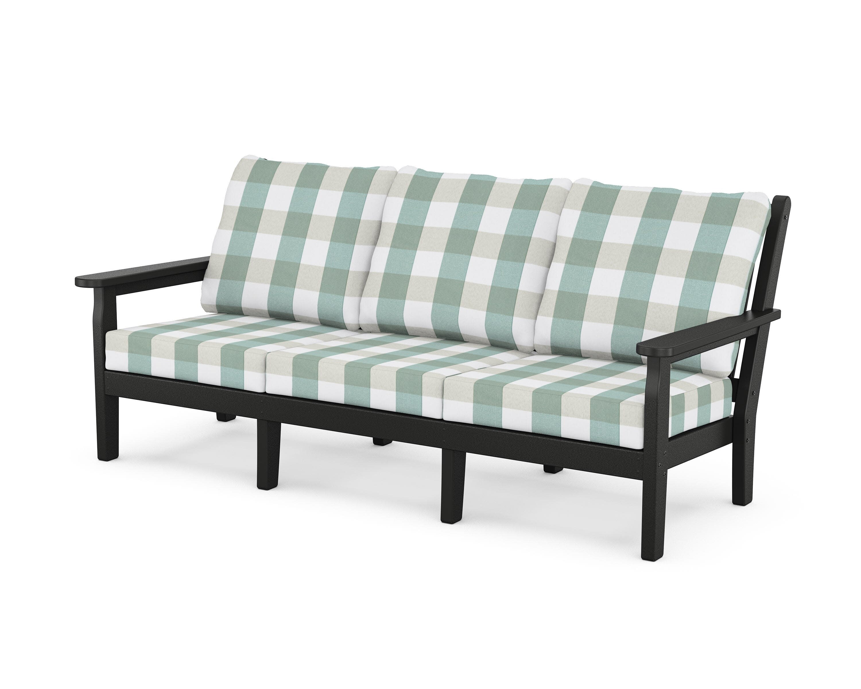 Chippendale Deep Seating Sofa in Black / Buffalo Plaid Glacier Spa