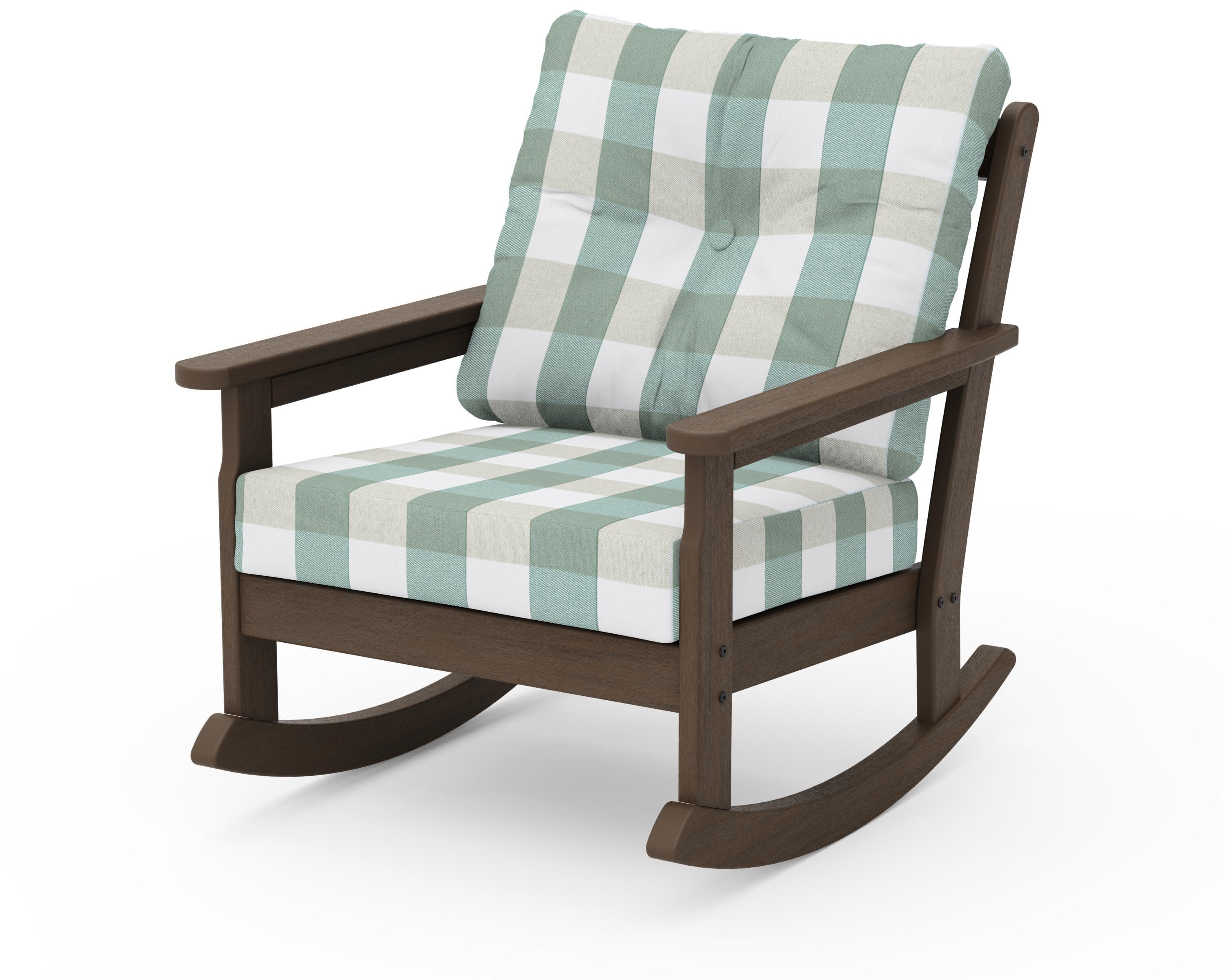 Vineyard Deep Seating Rocking Chair in Kona / Buffalo Plaid Glacier Spa