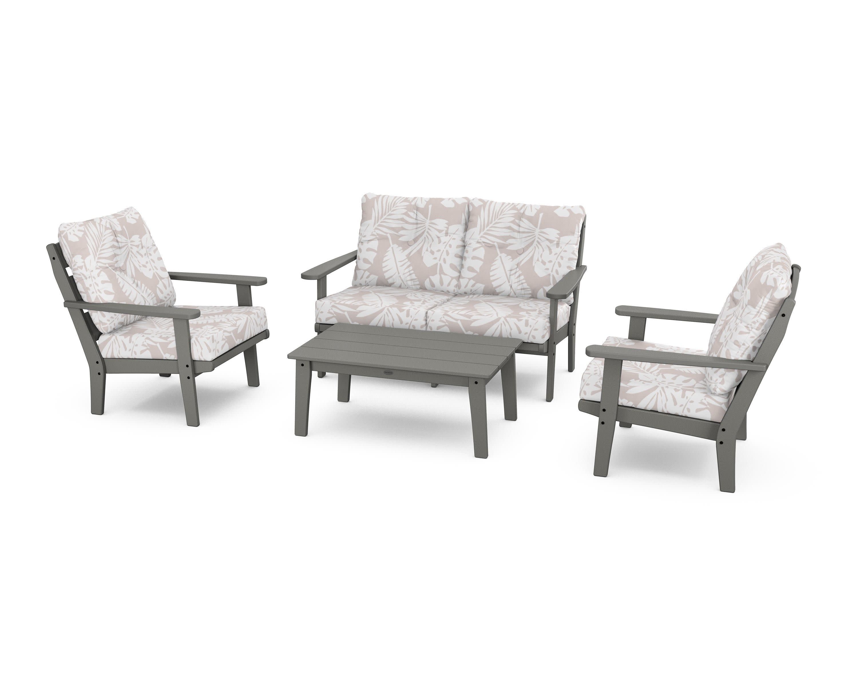 Lakeside 4-Piece Deep Seating Set in Slate Grey / Leaf Dune Burlap