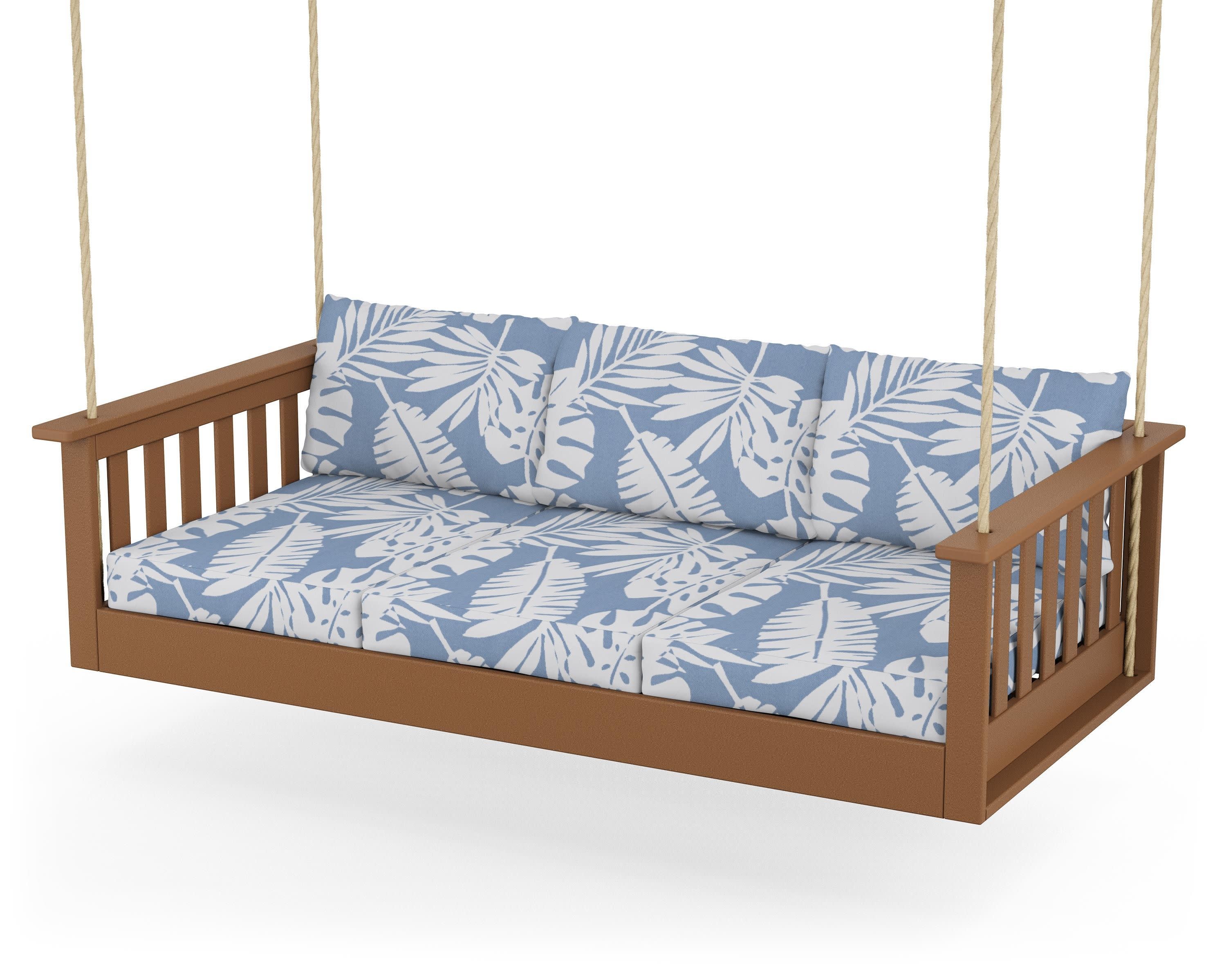 Vineyard Daybed Swing in Teak / Leaf Sky Blue