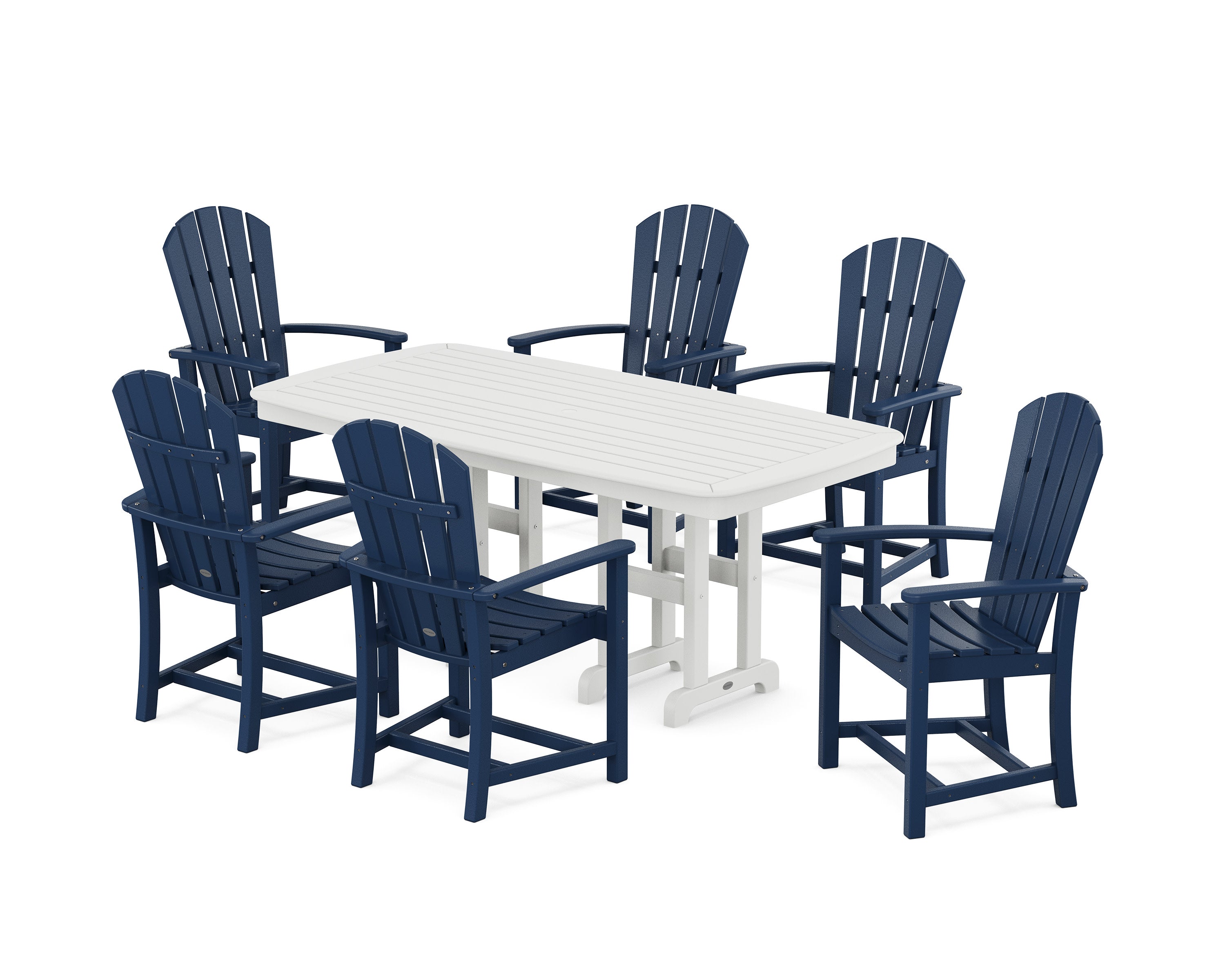 Palm Coast 7-Piece Dining Set in Navy / White