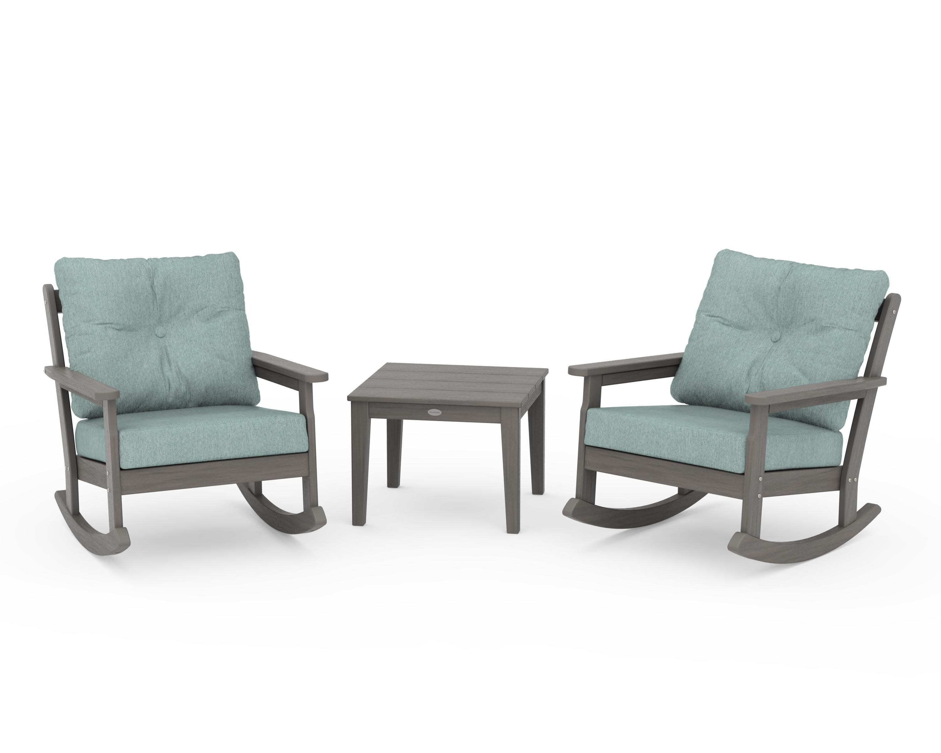 Vineyard 3-Piece Deep Seating Rocker Set in Driftwood / Glacier Spa