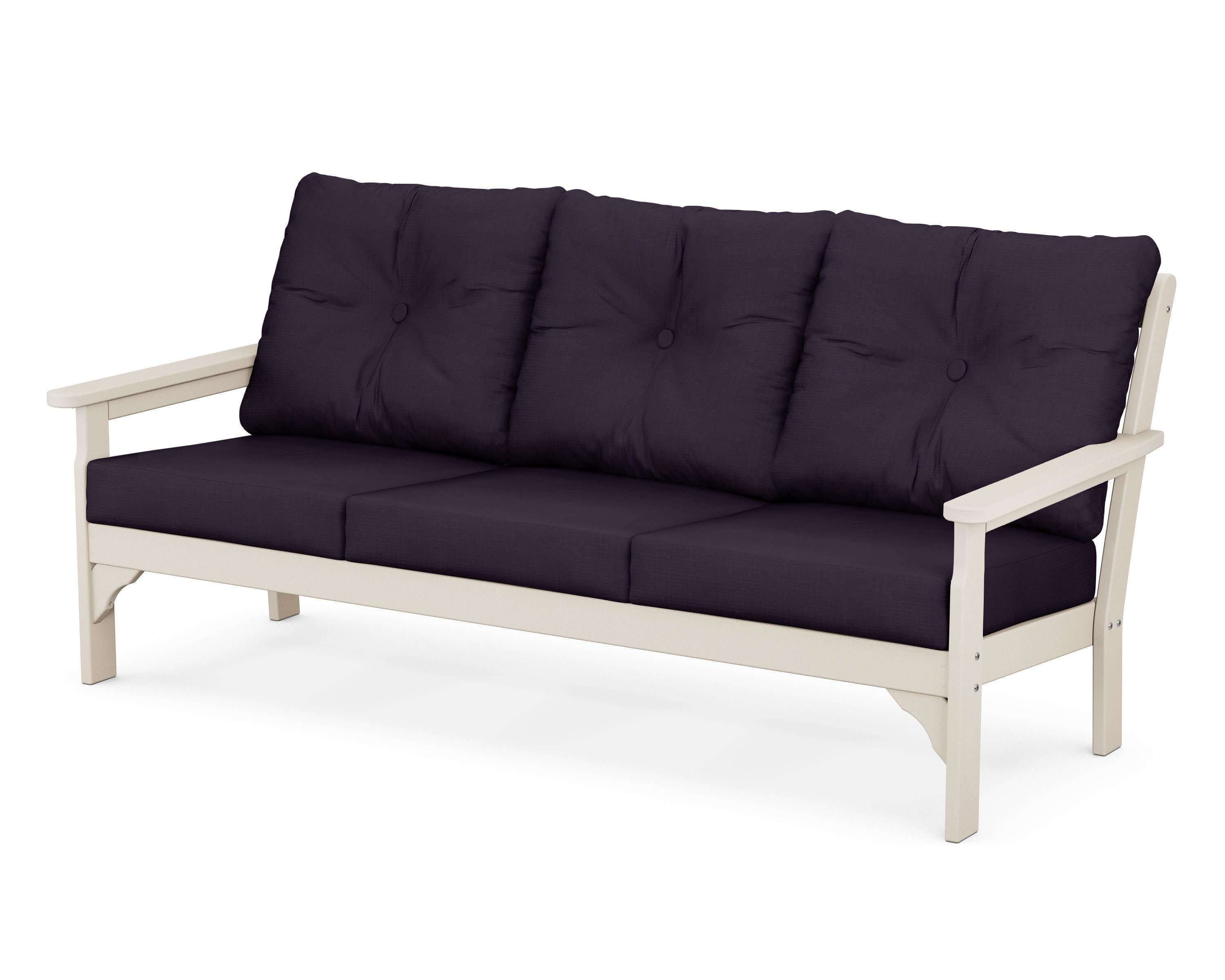 Vineyard Deep Seating Sofa in Sand / Navy Linen