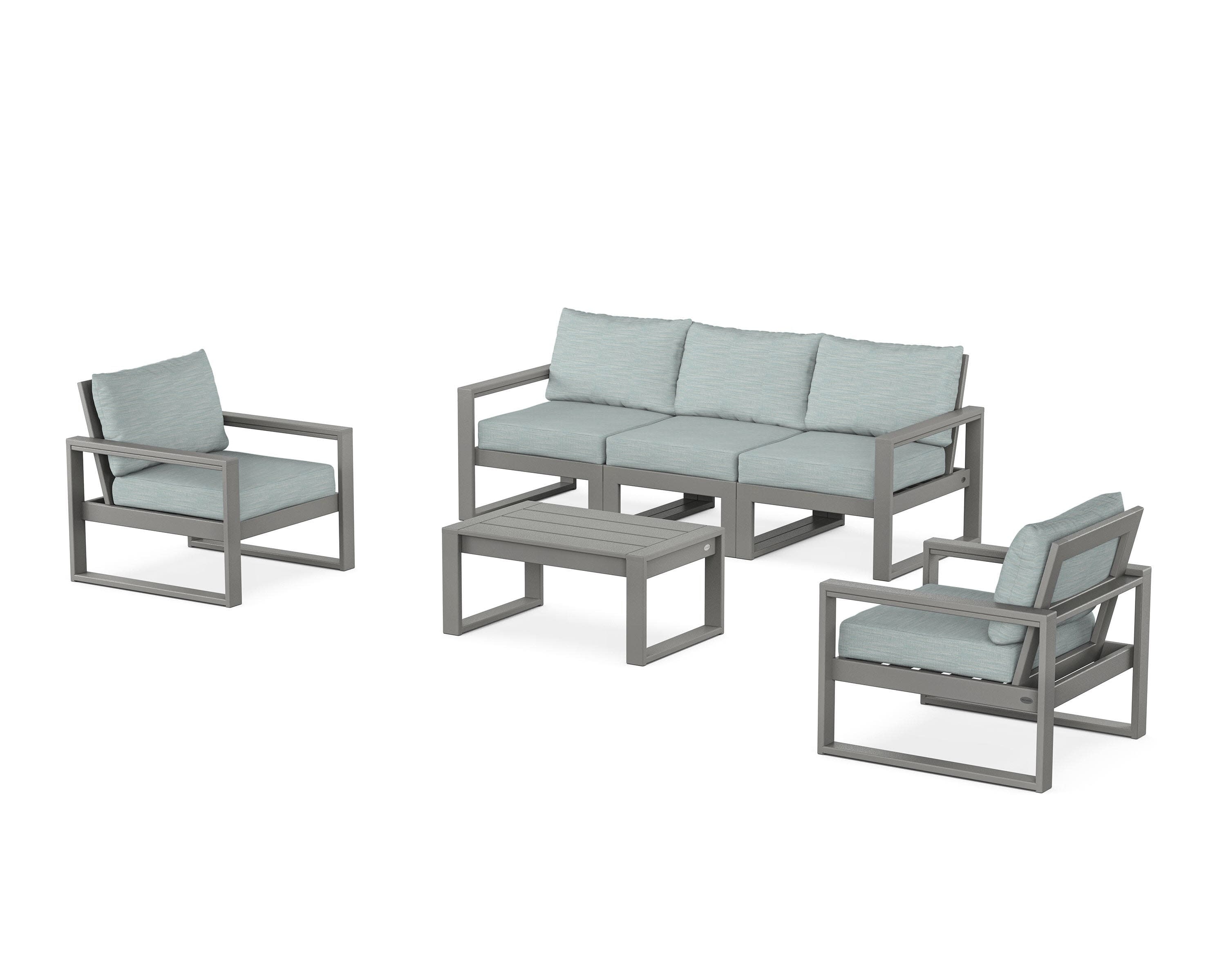 EDGE Sectional 4-Piece Deep Seating Set with Sofa in Slate Grey / Soothe Mist