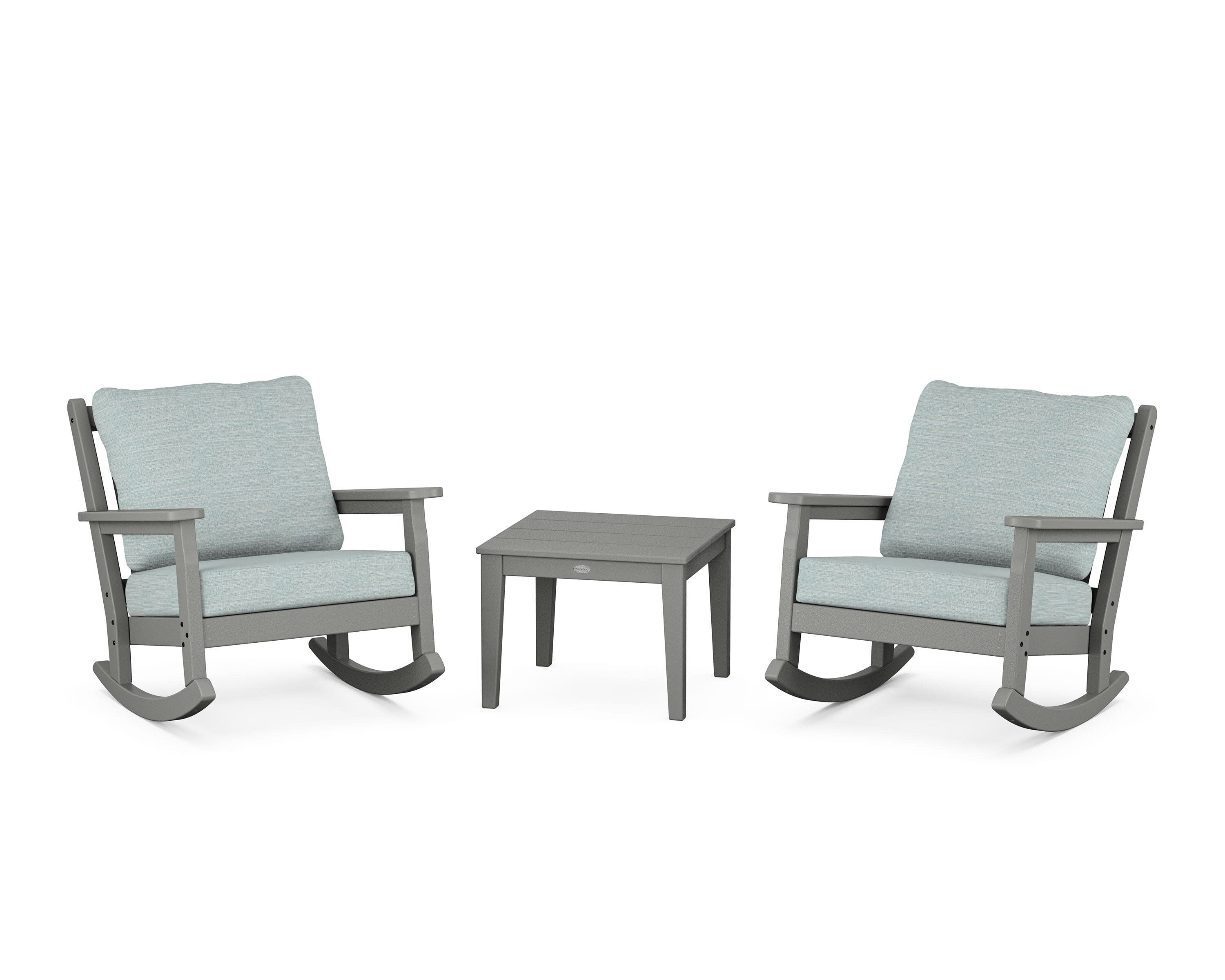 Chippendale 3-Piece Deep Seating Rocker Set in Slate Grey / Soothe Mist