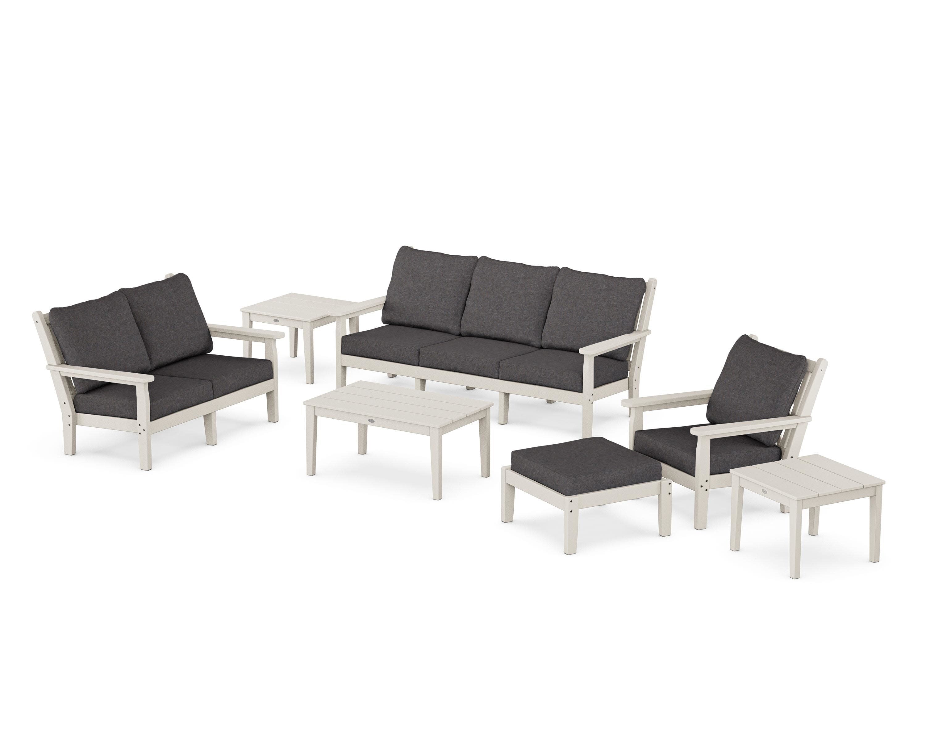 Chippendale 7-Piece Deep Seating Set in Sand / Ash Charcoal