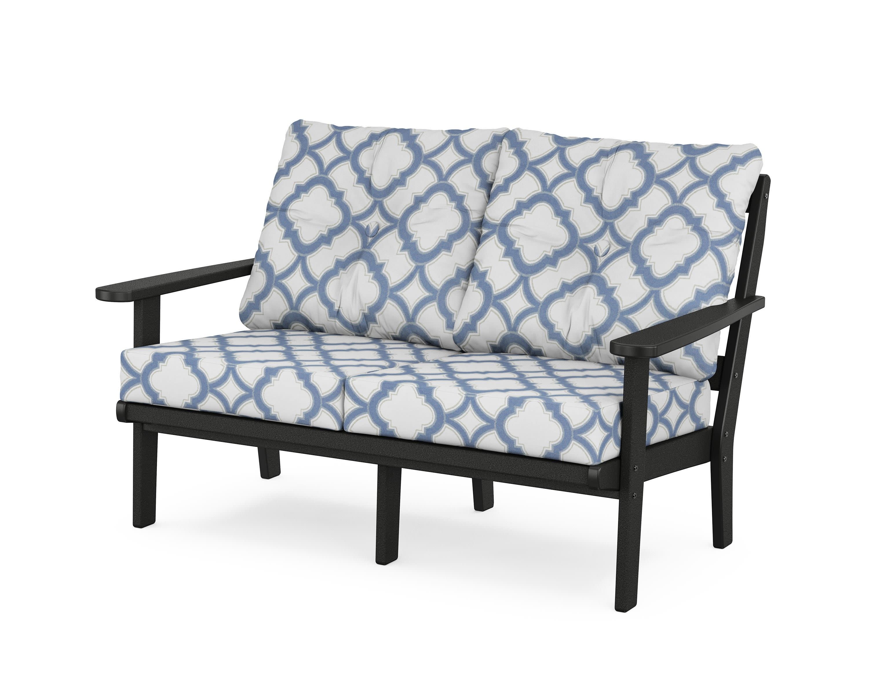 Mission Deep SeatingLoveseat in Black / Trellis Sky Blue