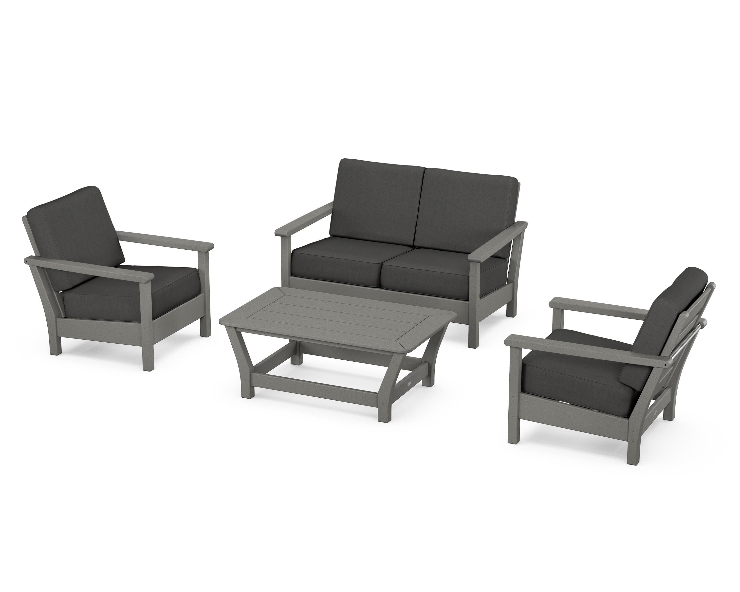 Harbour 4-Piece Deep Seating Set in Slate Grey / Spectrum Carbon