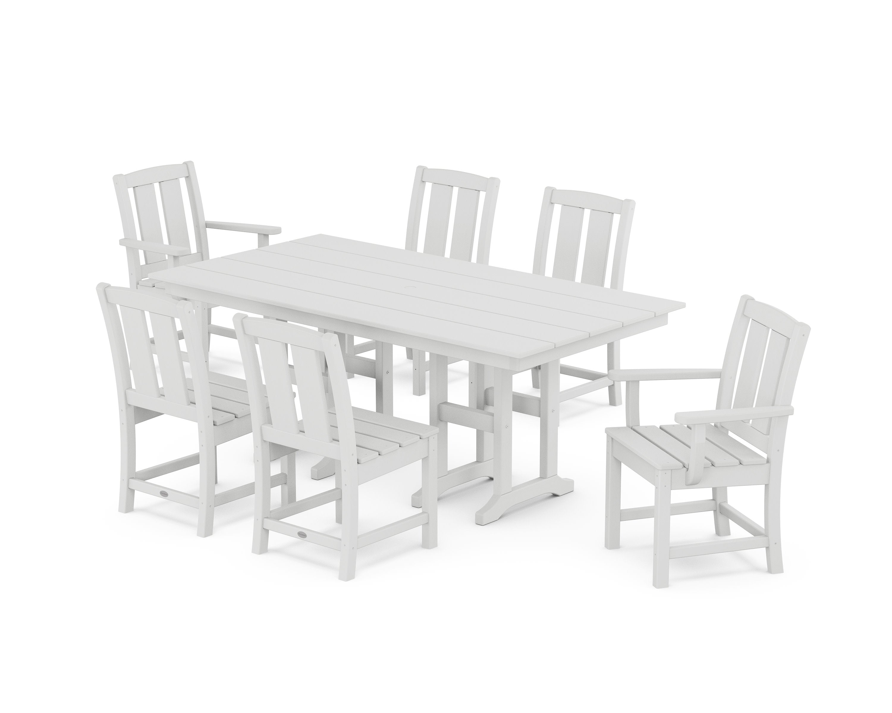 Mission 7-Piece Farmhouse Dining Set in White