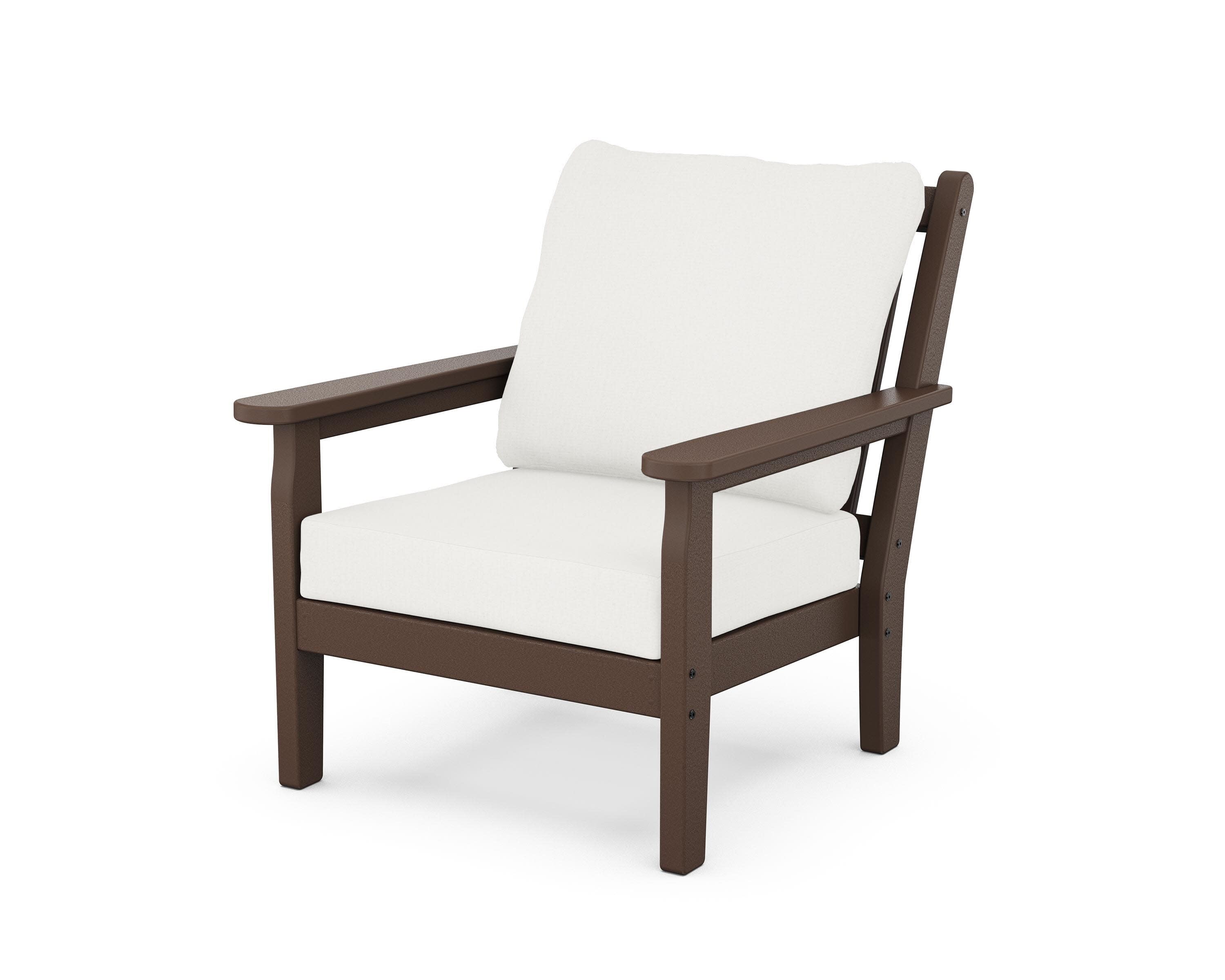 Chippendale Deep Seating Chair in Mahogany / Natural Linen