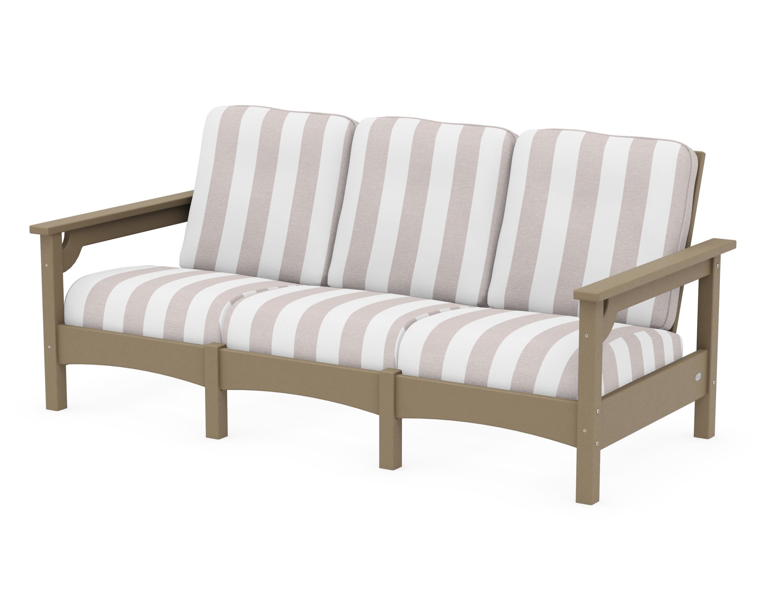Club Sofa in Vintage Sahara / Cabana Stripe Dune Burlap