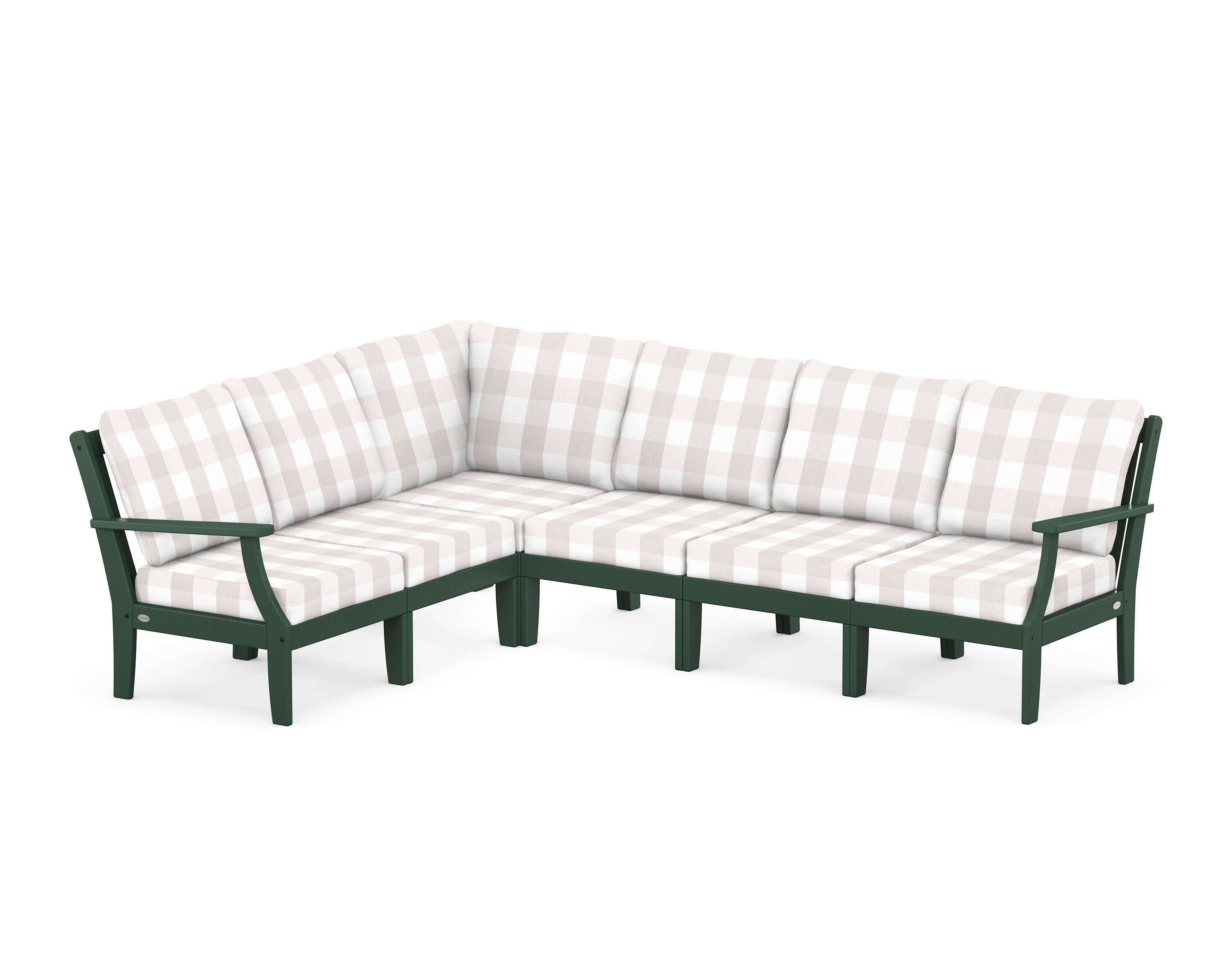 Braxton Modular 6-Piece Deep Seating Set in Green / Buffalo Plaid Dune Burlap