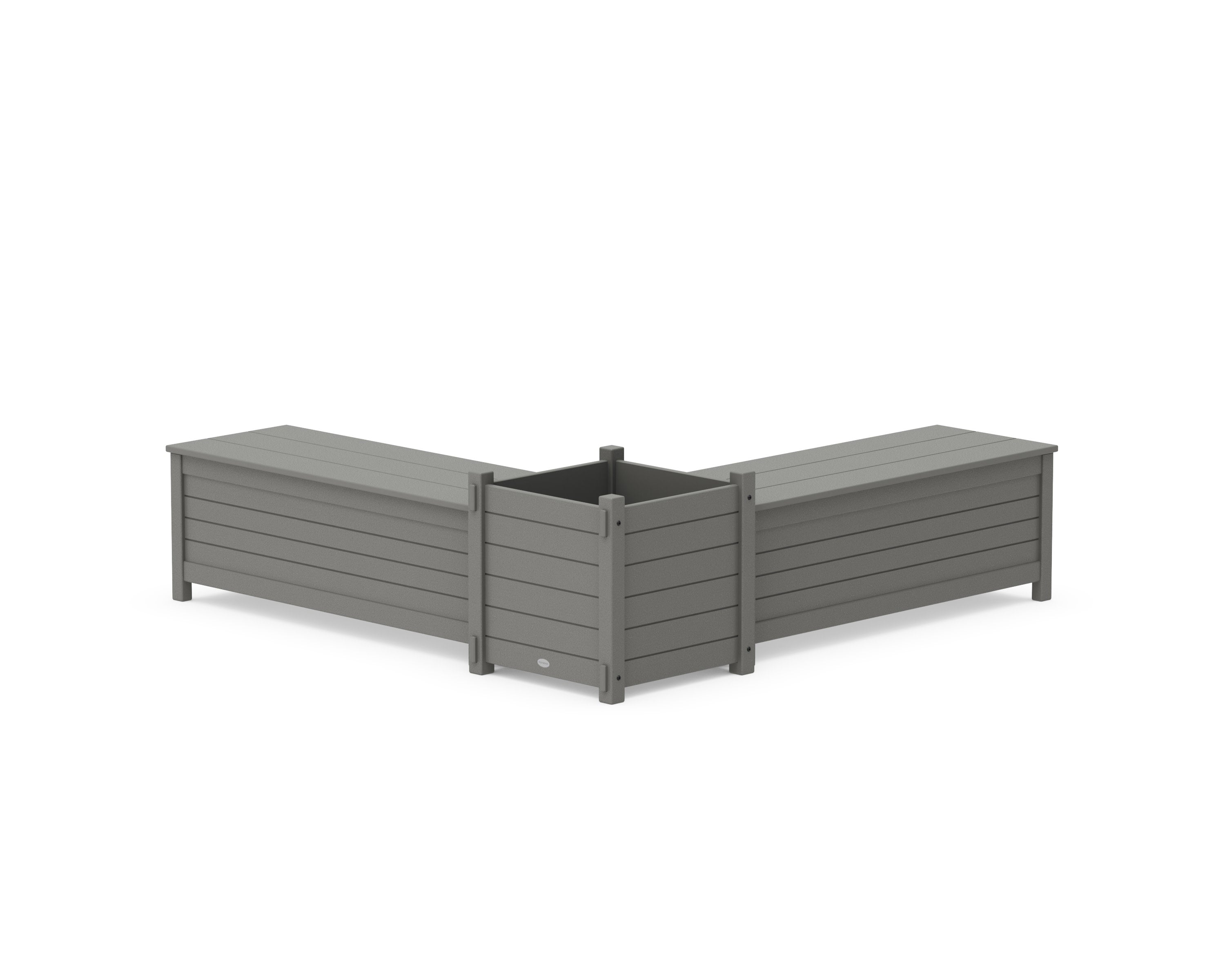48" Nautical L- Shaped Planter Storage Bench Set- Large in Slate Grey