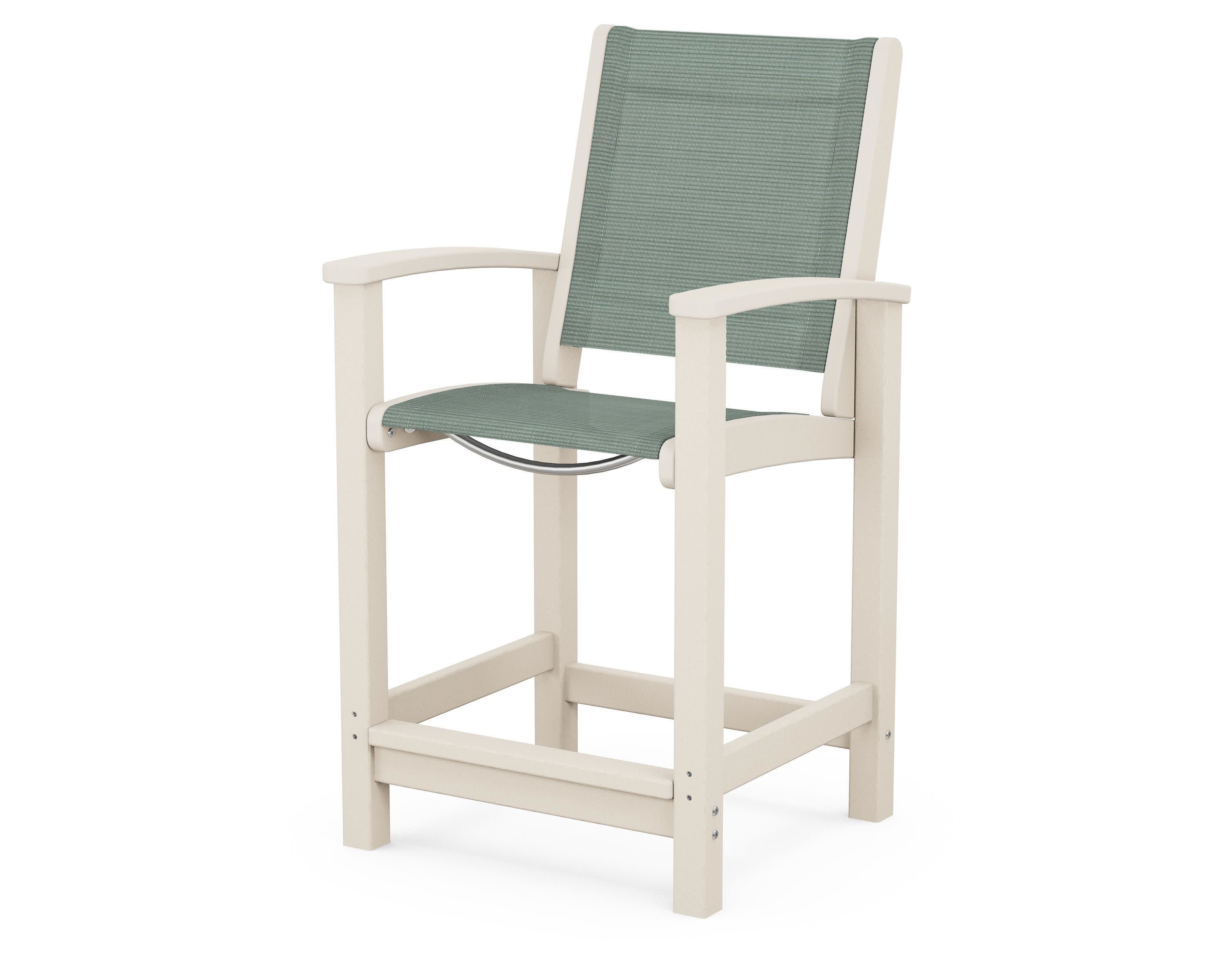 Coastal Counter Chair in Sand / Dupioni Sea Mist Sling