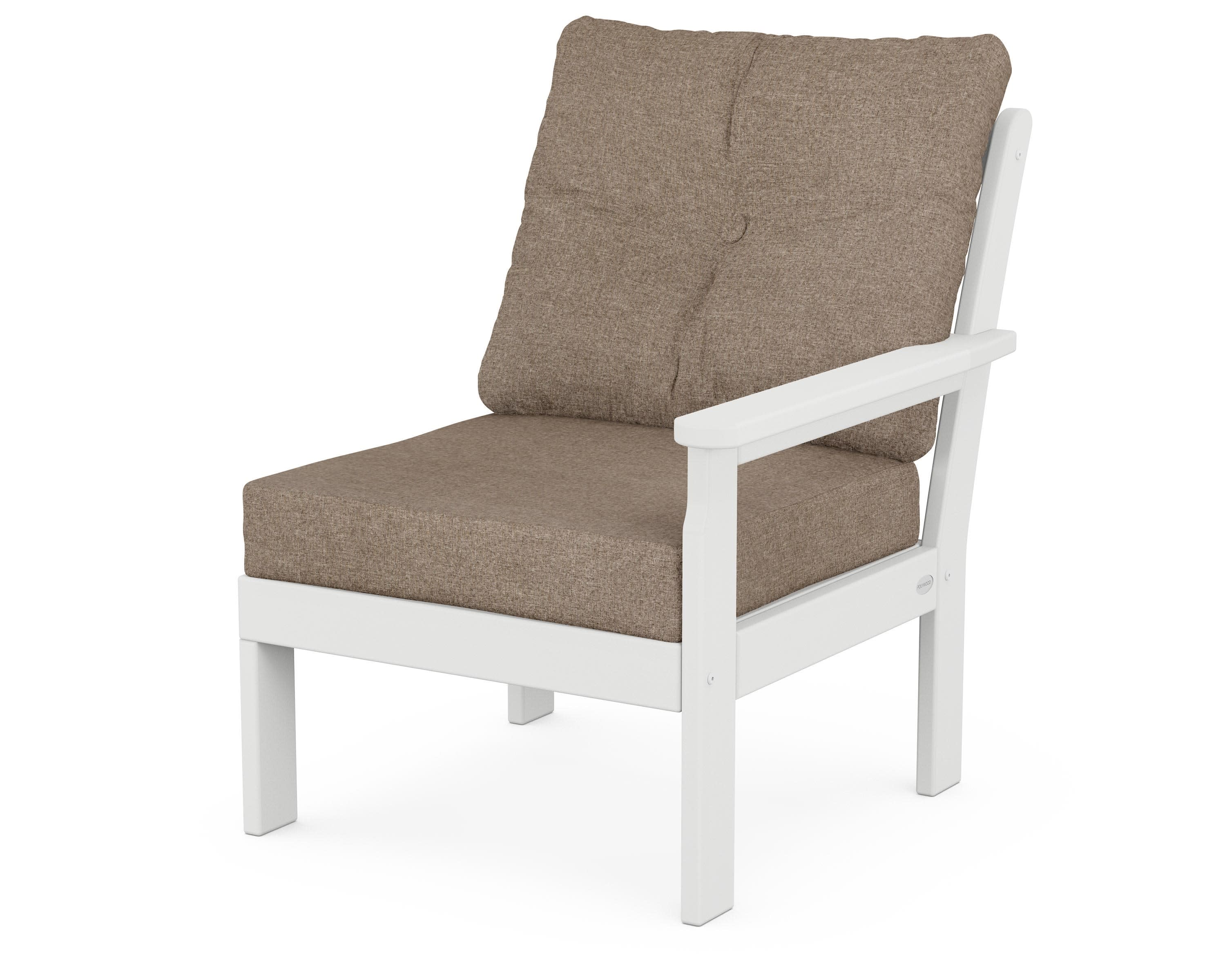 Vineyard Modular Right Arm Chair in White / Spiced Burlap