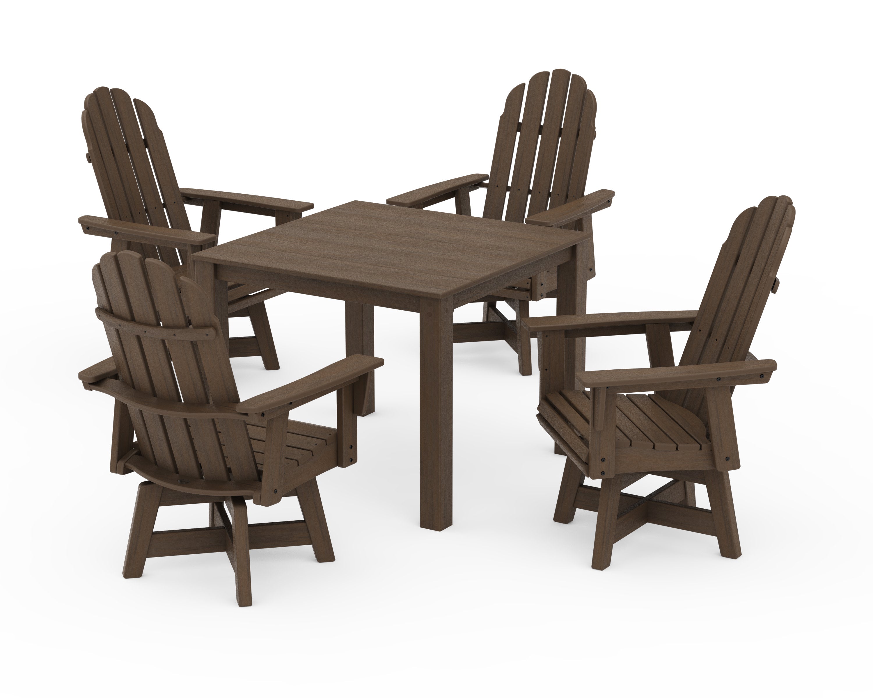 Vineyard Curveback Adirondack 5-Piece Parsons Swivel Dining Set in Kona
